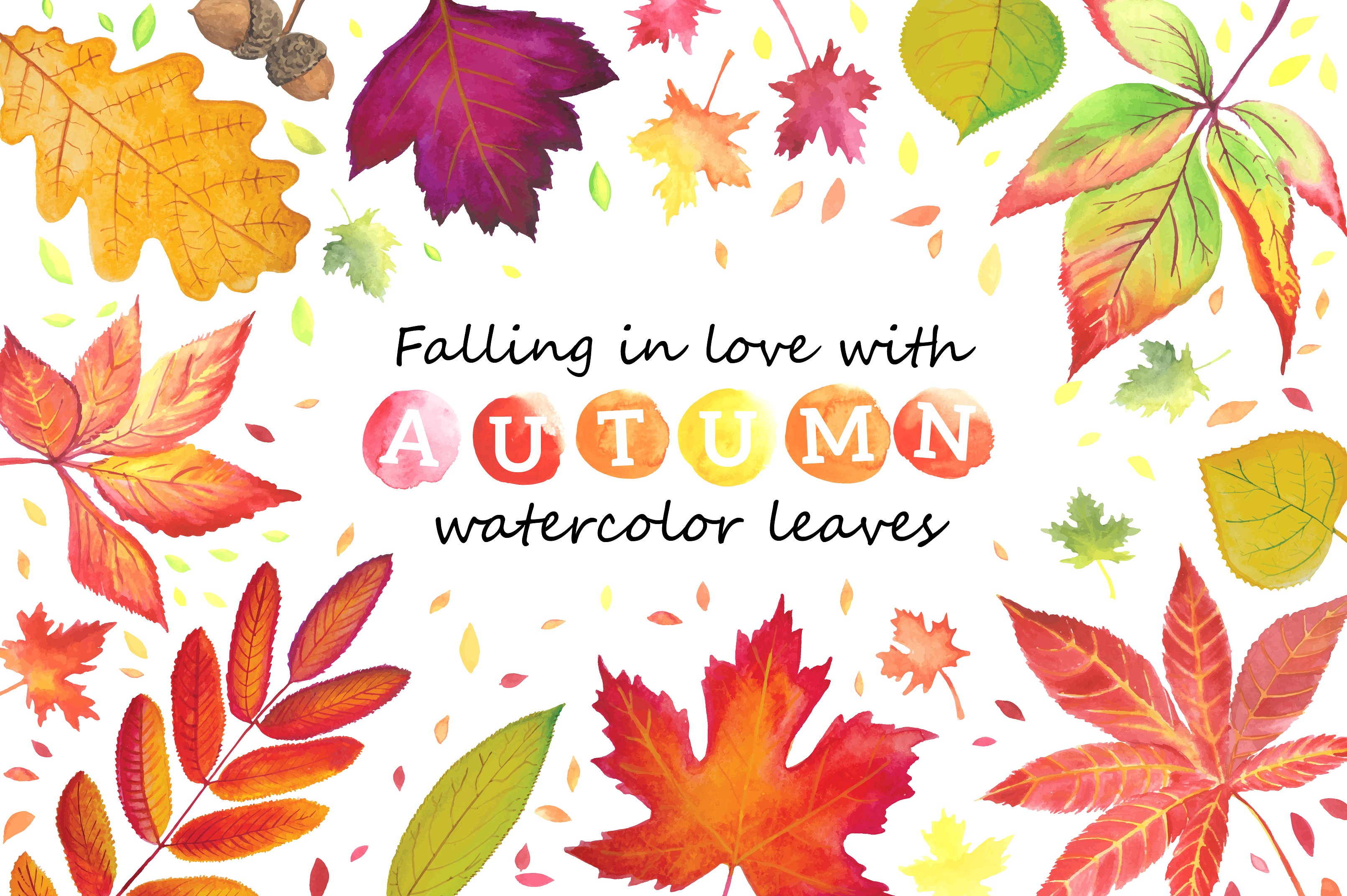 Autumn leaves. Watercolor. ~ Illustrations ~ Creative Market