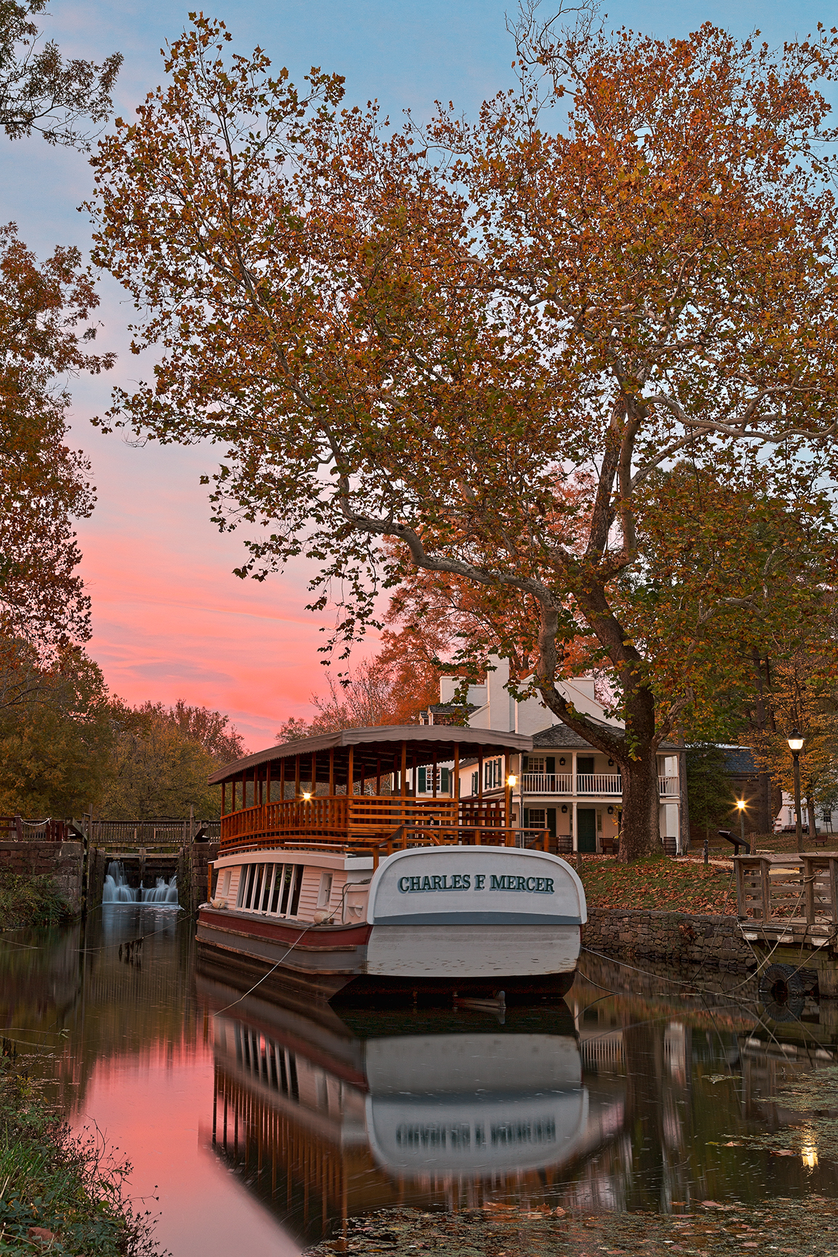 Autumn twilight canal - hdr photo