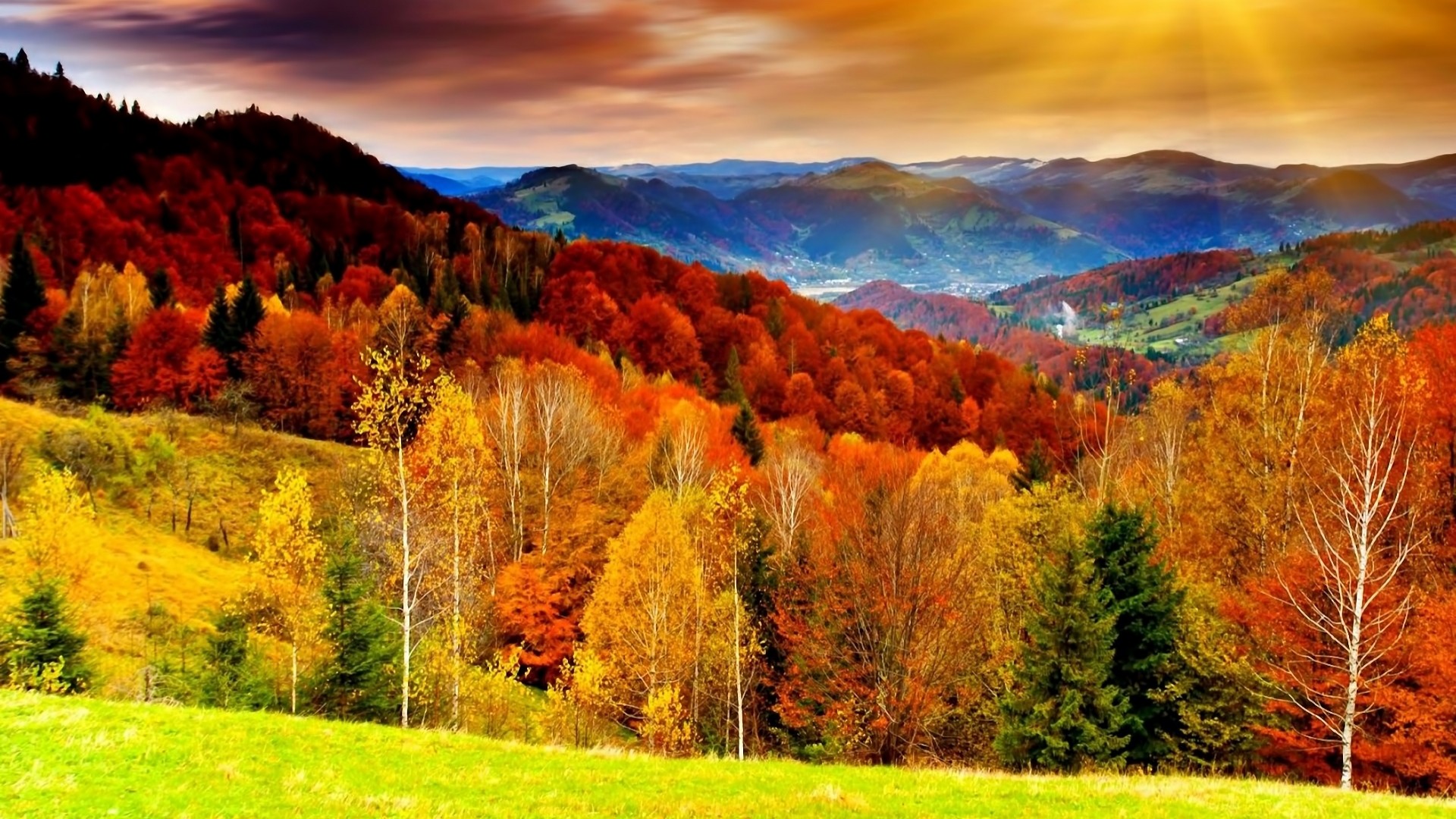 Forest Autumn Valley Mountains Wallpapers For Desktop Free Download ...