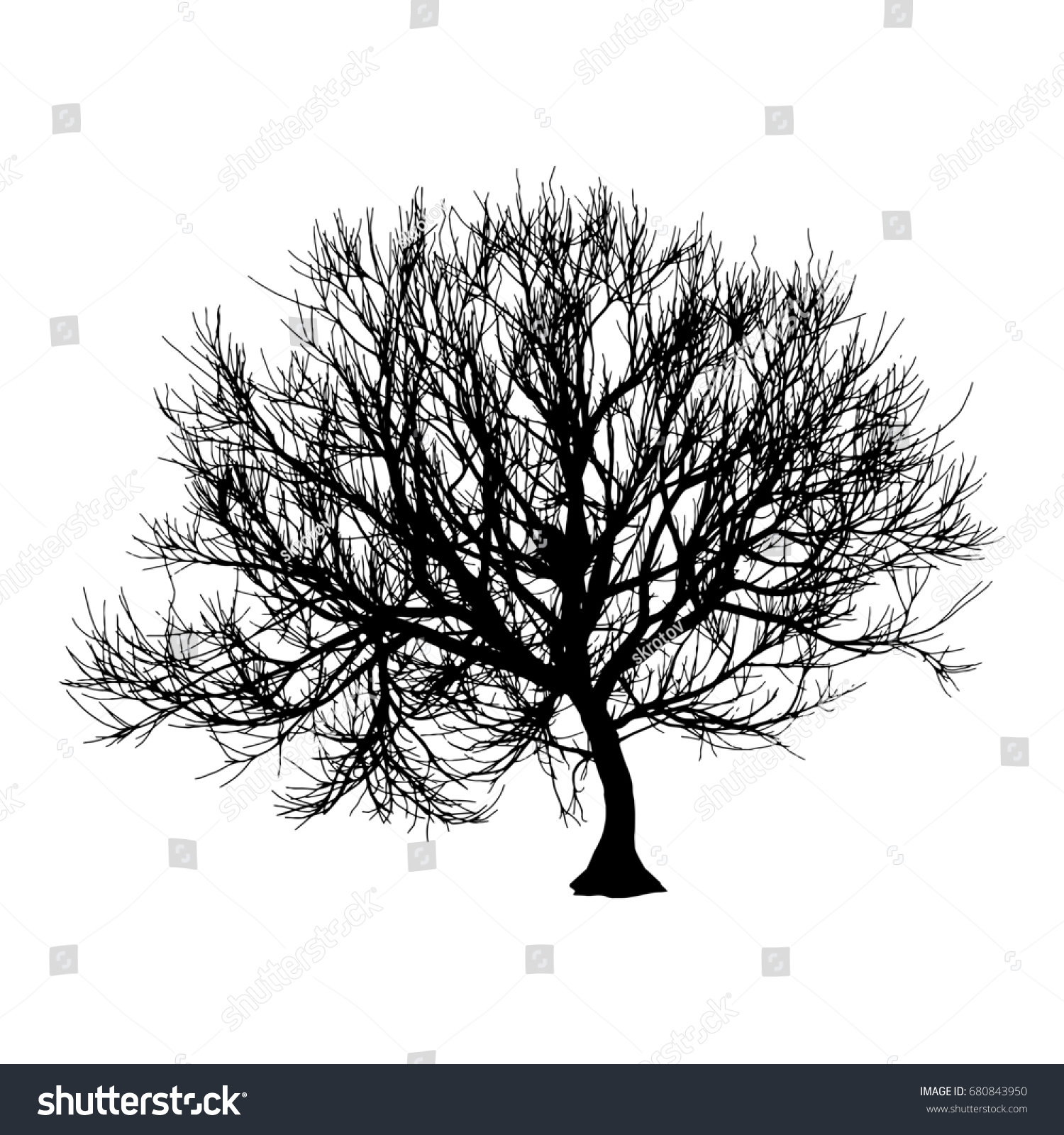 Black Dry Tree Winter Autumn Silhouette Stock Illustration 680843950 ...