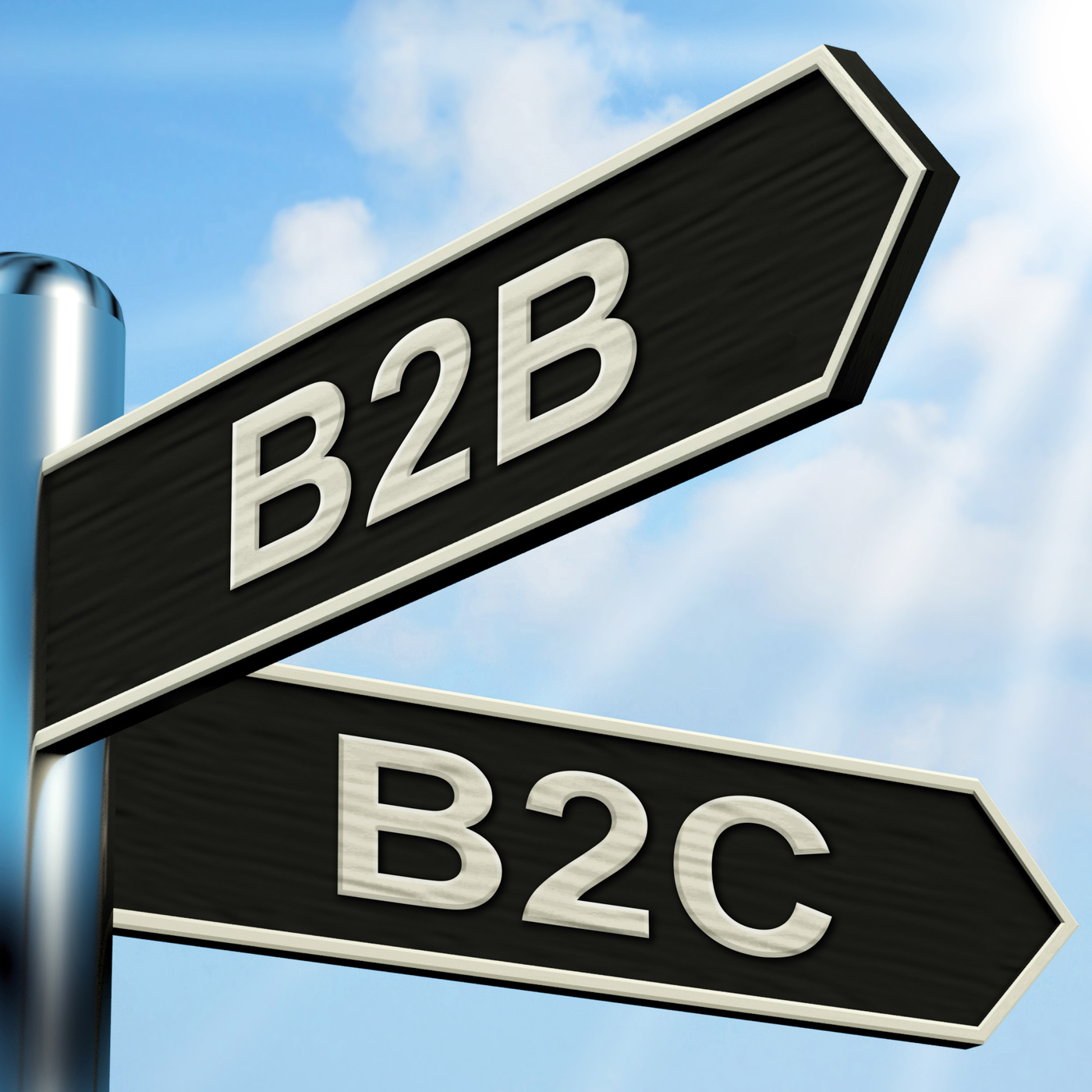 B2b b2c signpost means business partnership and relationship with cons photo
