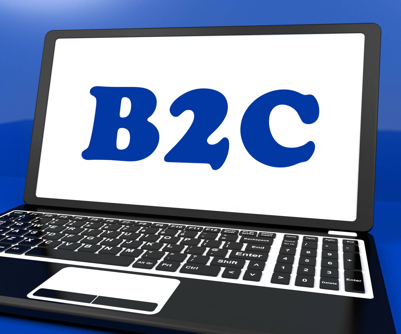 B2c on laptop shows business to customer or consumers photo