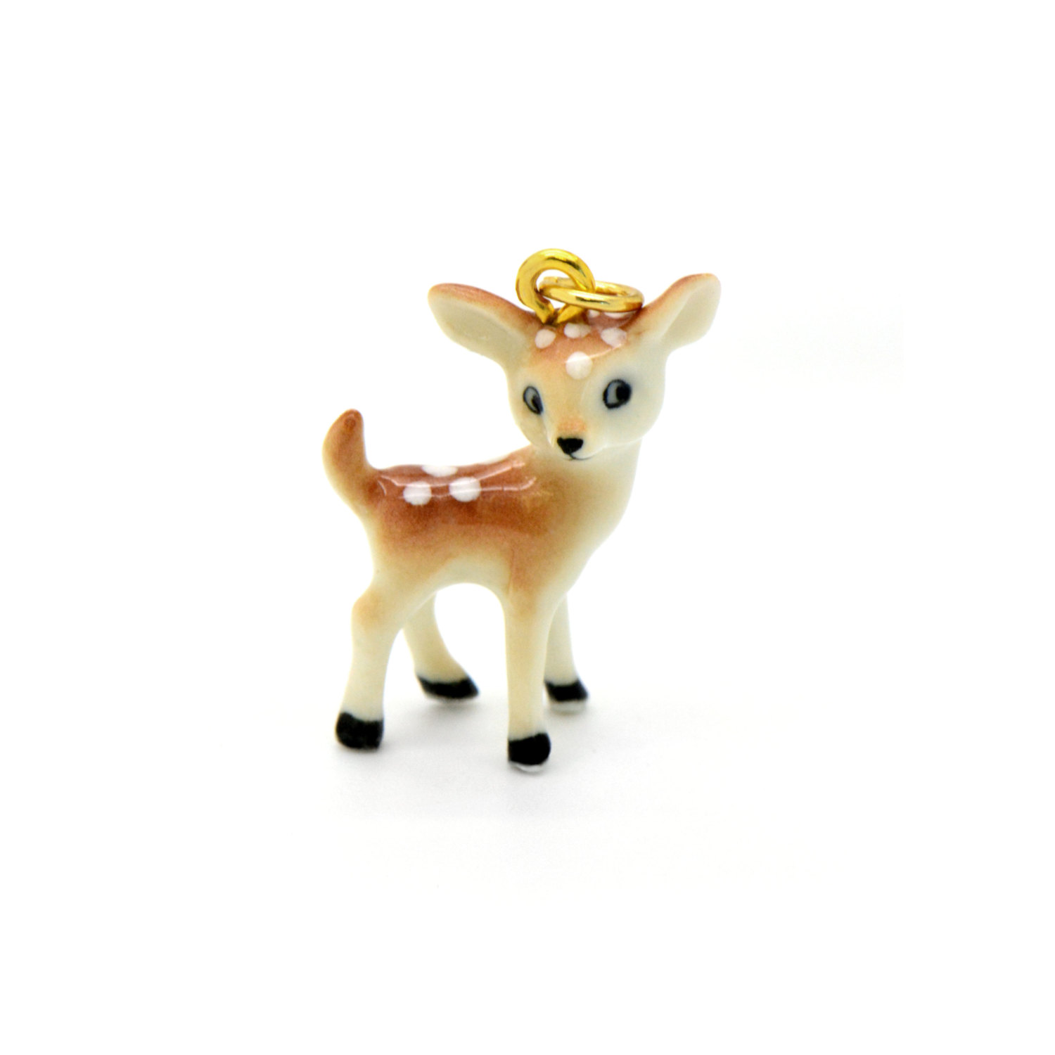 Miniature Porcelain Baby Deer Fawn Charm Deer Pendant Hand
