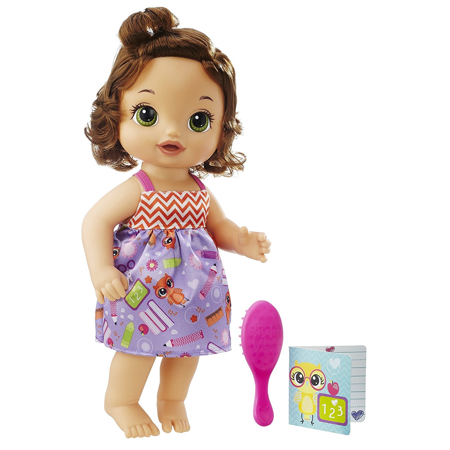 Amazon.com: Baby Alive Ready For School Baby Doll (Brunette), Ages 3 ...