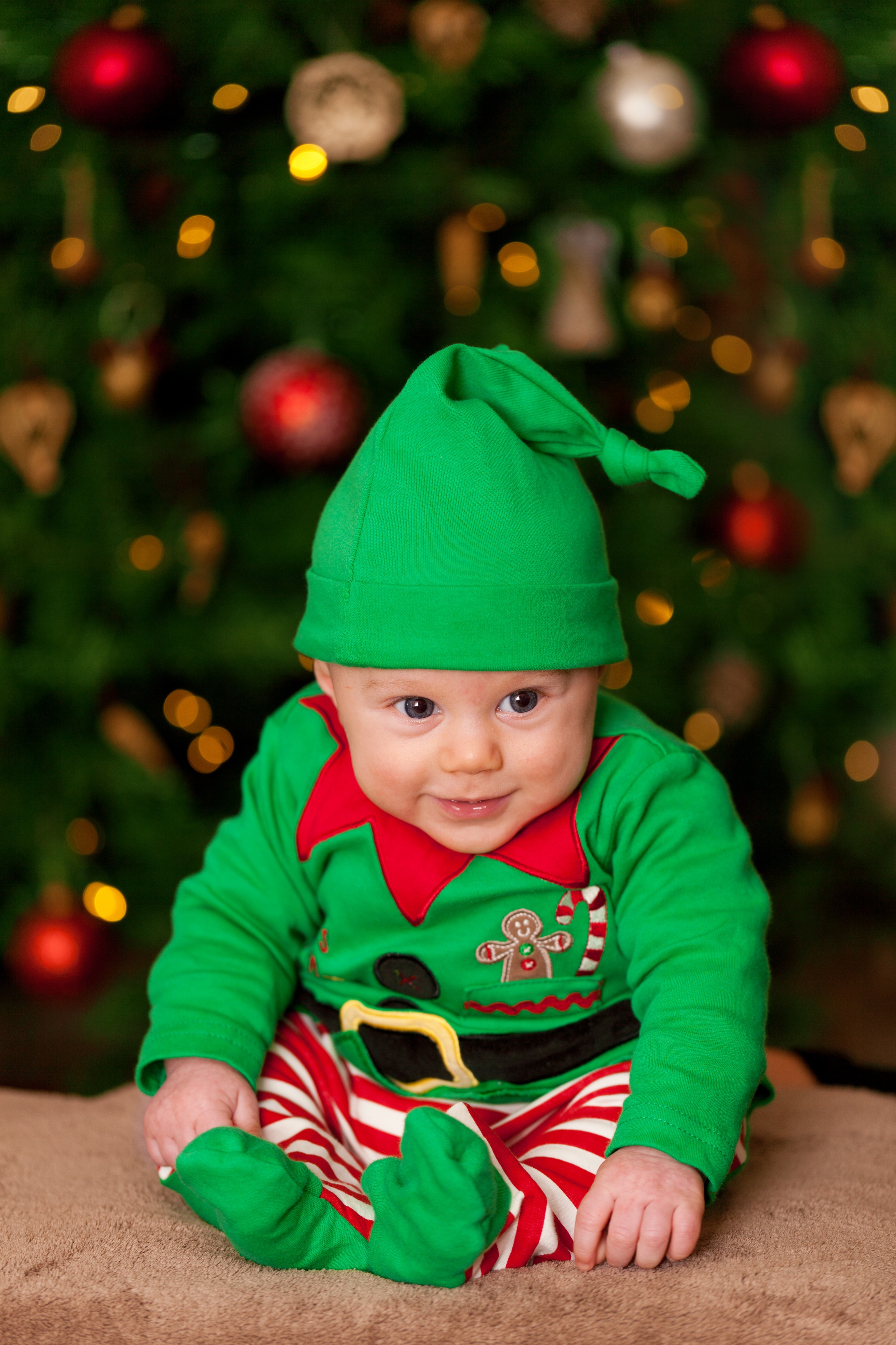 Baby in green dress photo