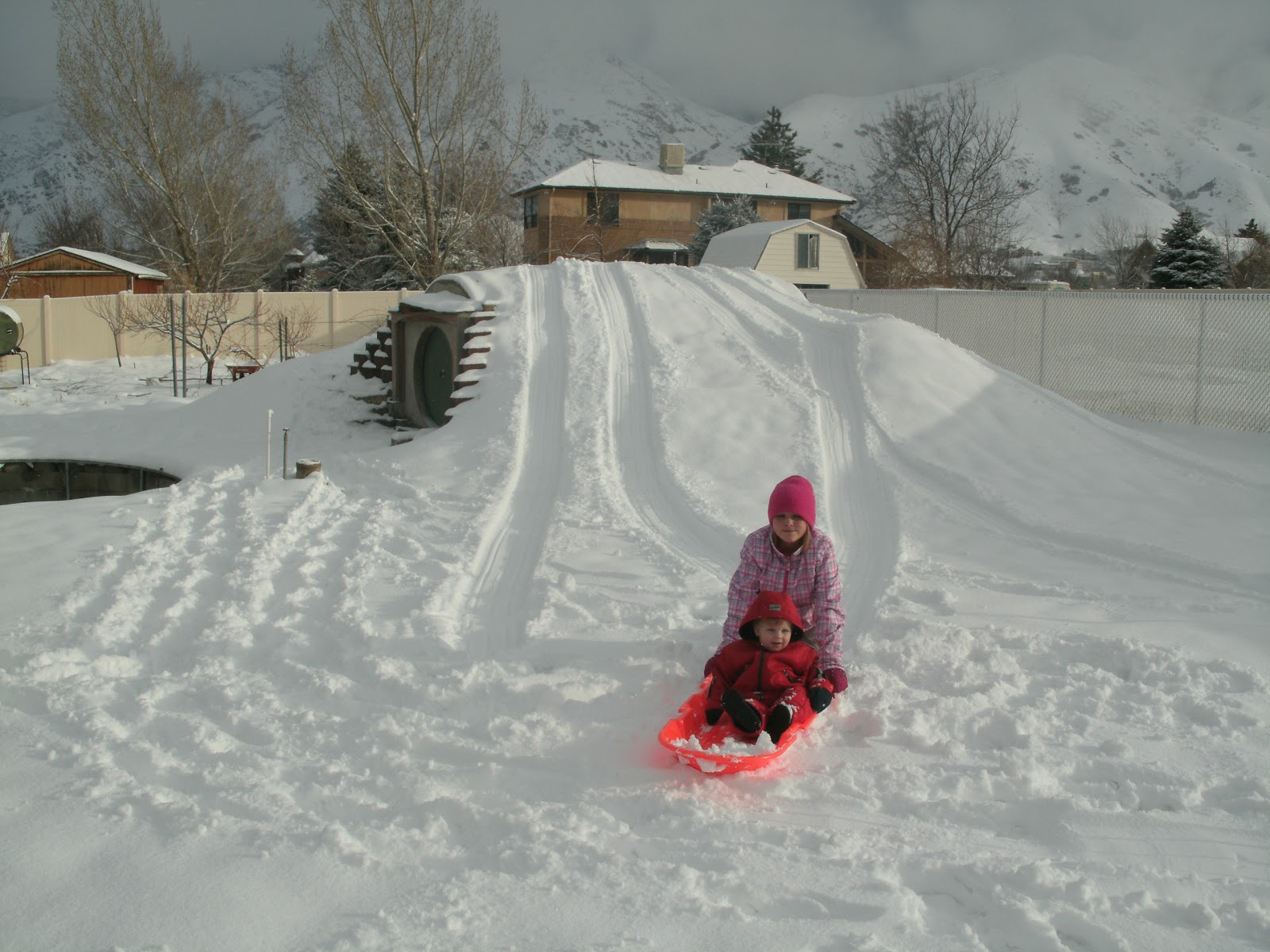 A Hobbit-hole in my Backyard: The perfect sledding hill