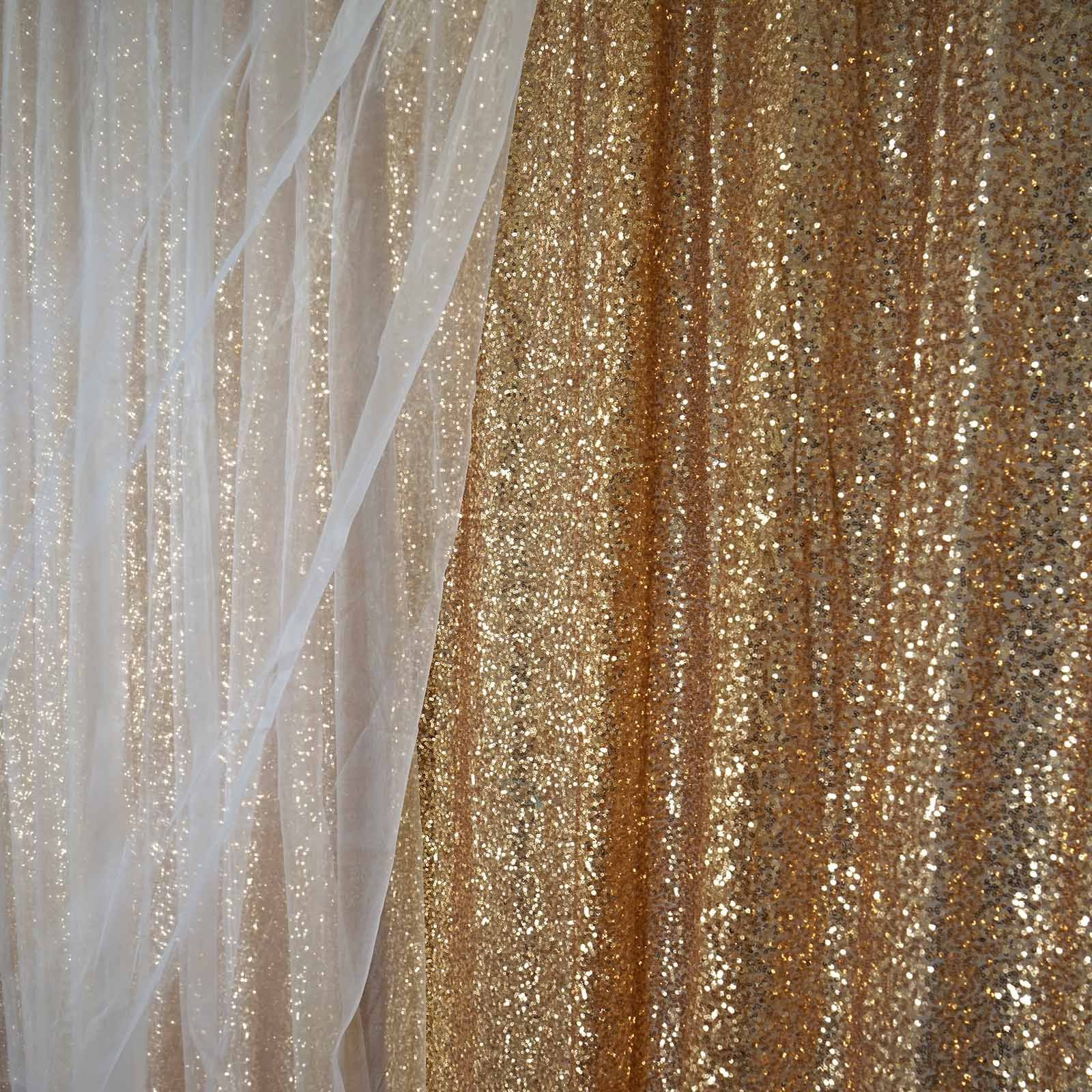 20Ft x 10Ft Gold Sequin Backdrop Curtain For Photo Booth Party Event ...