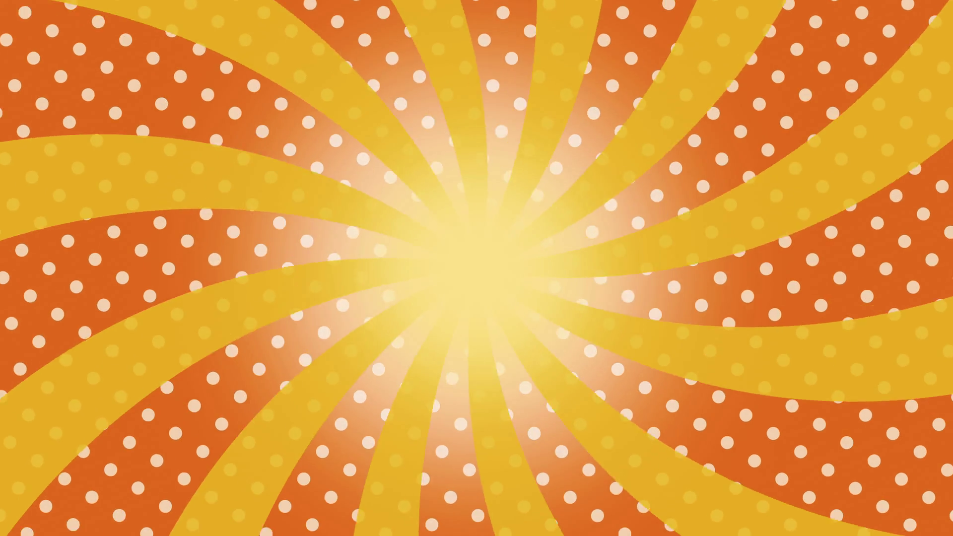 Yellow Twisted Sunburst rotating over orange background With white ...
