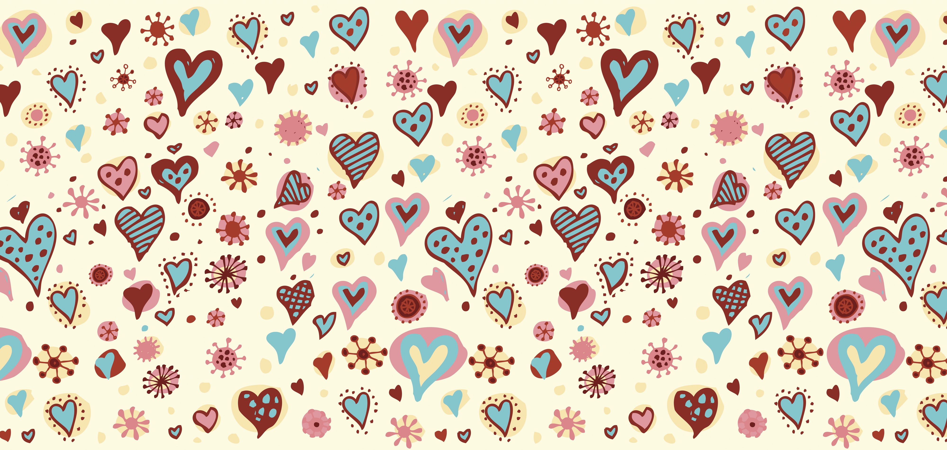 Download wallpaper 4000x1900 heart, background, pattern, surface hd ...