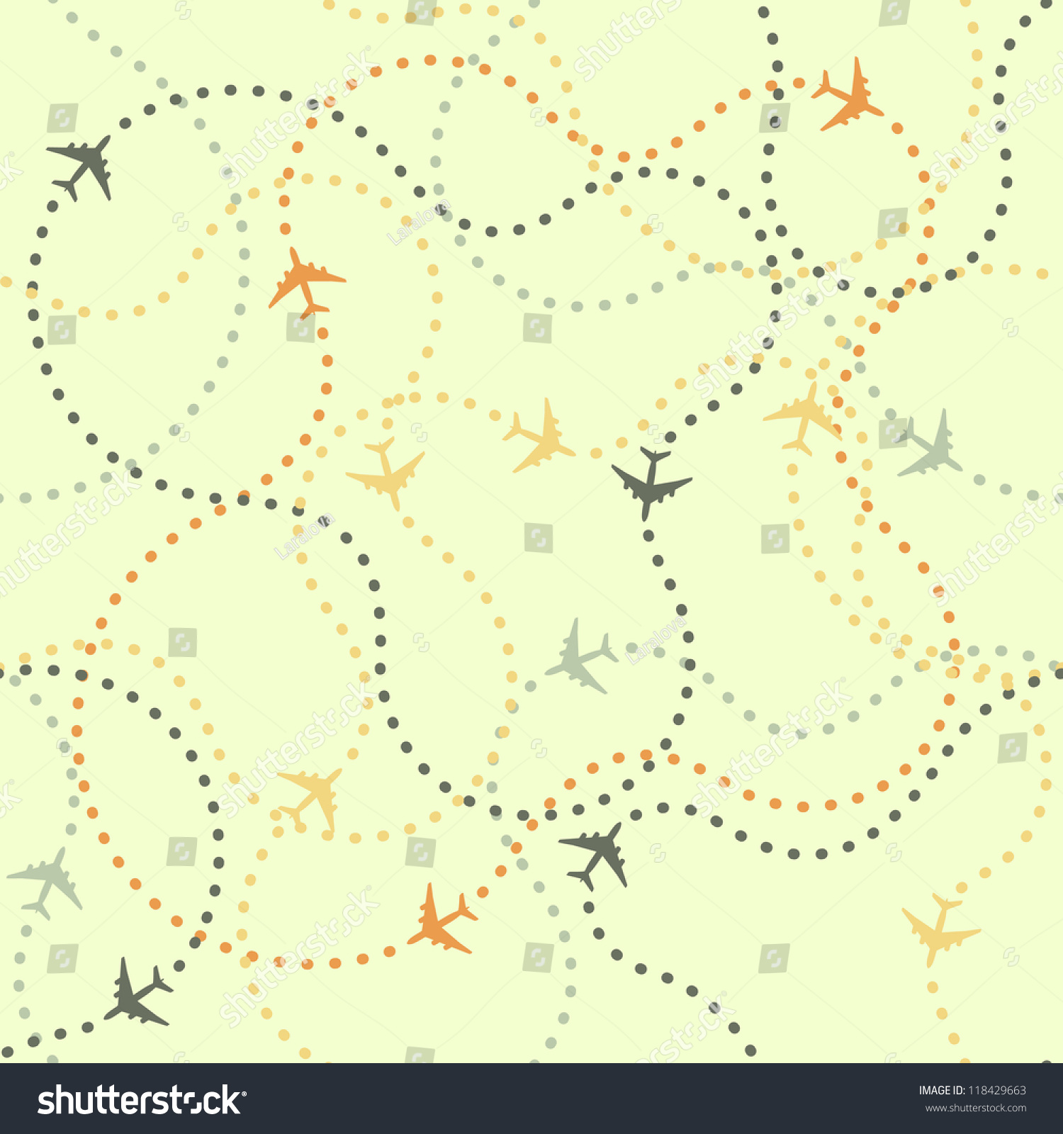 Seamless Background Pattern Airplane Routes Vector Stock Vector ...