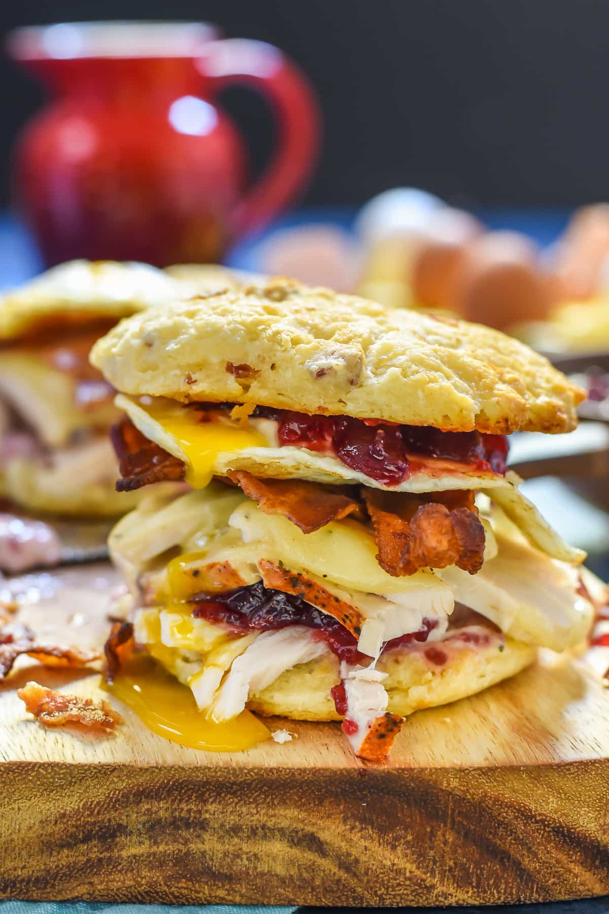 Turkey, Bacon, and Egg Breakfast Sandwich with Cranberry Mayo ...