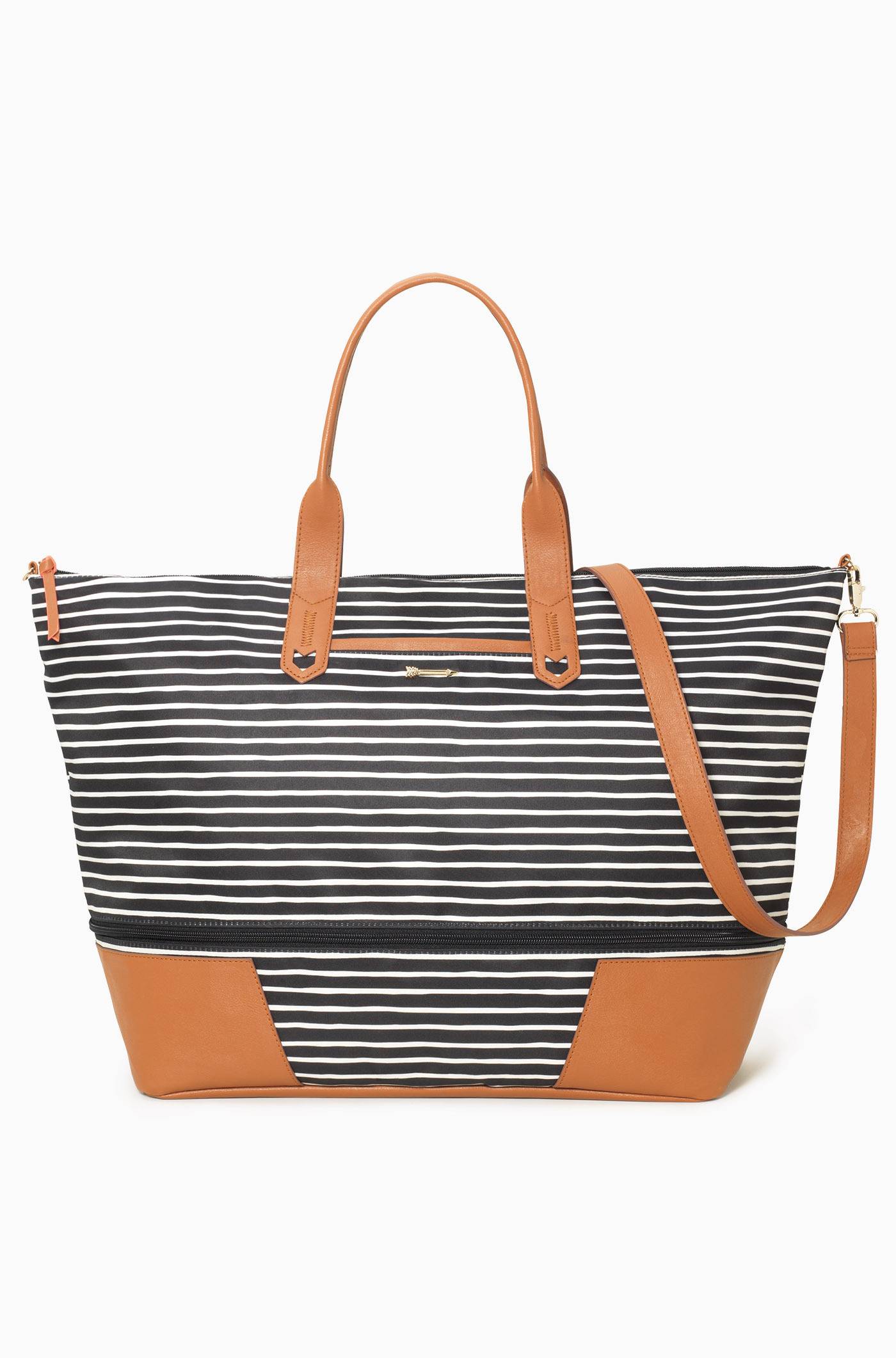 Black and White Stripe Weekender Bag & Striped Weekender Bag ...