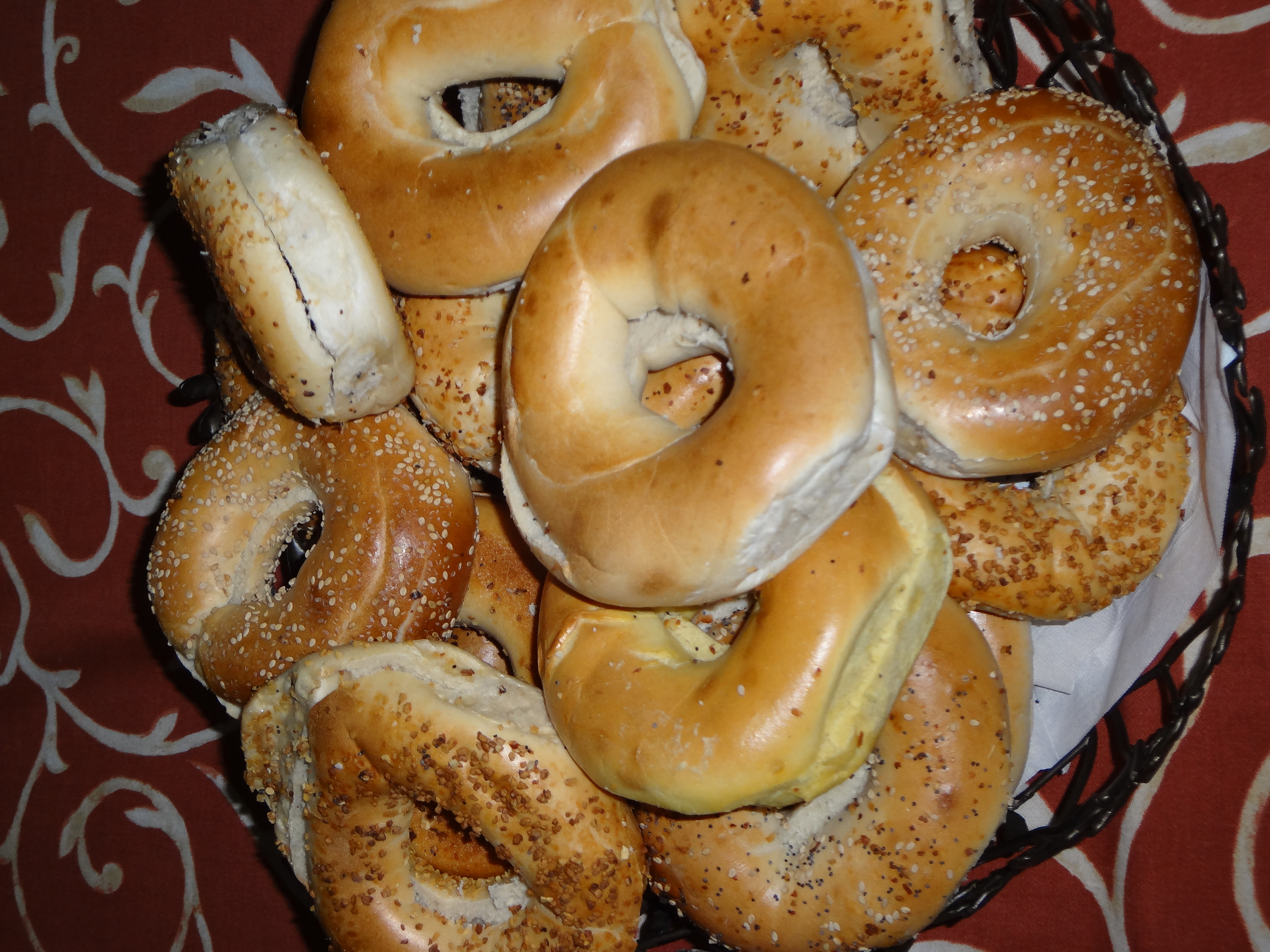 File:(bagels) also spelled beigel, is a bread product originating in ...