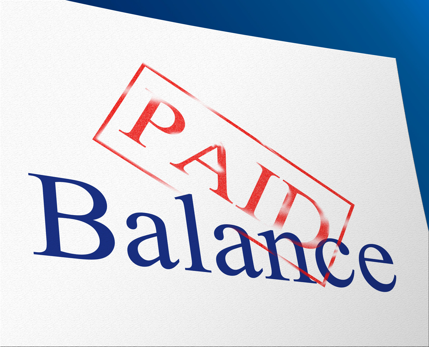 Balance paid indicates confirmation bills and equality photo