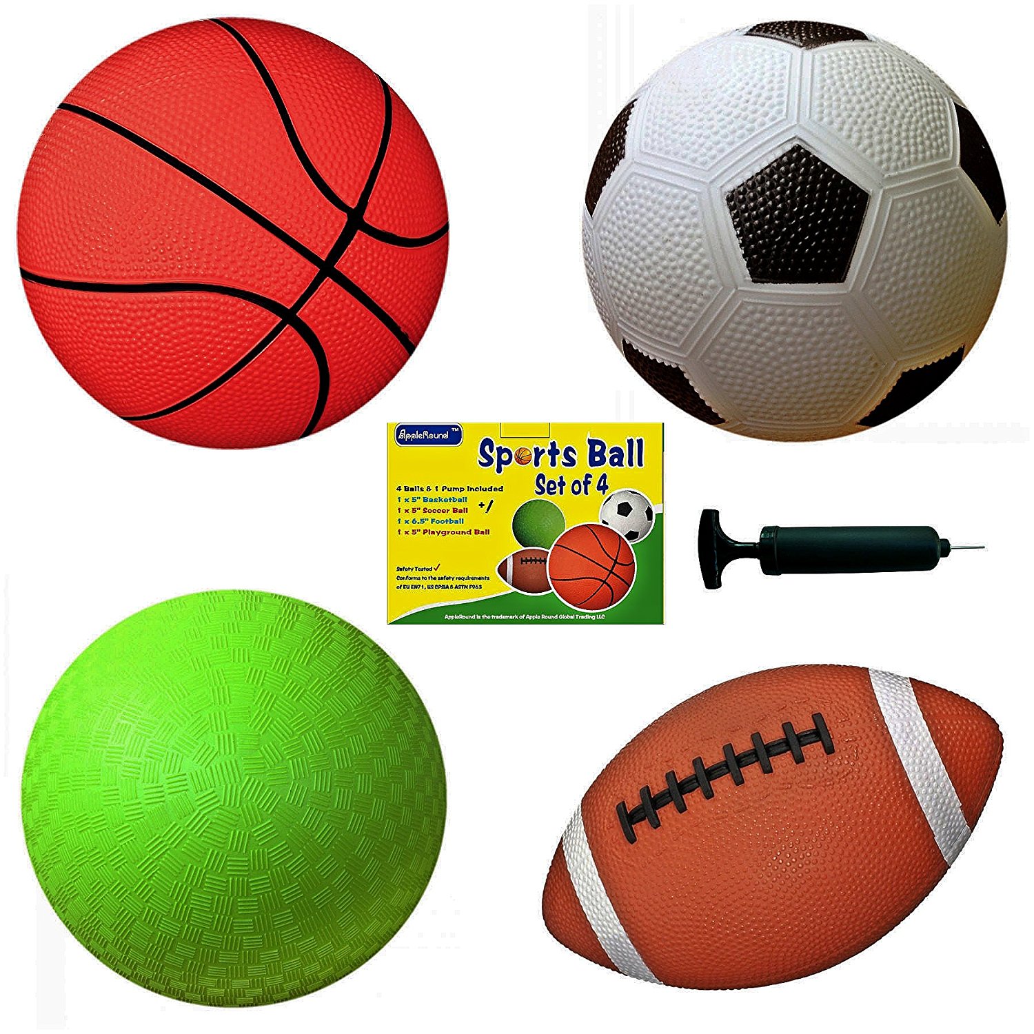 Amazon.com: Set of 4 Sports Balls with 1 Pump, 5