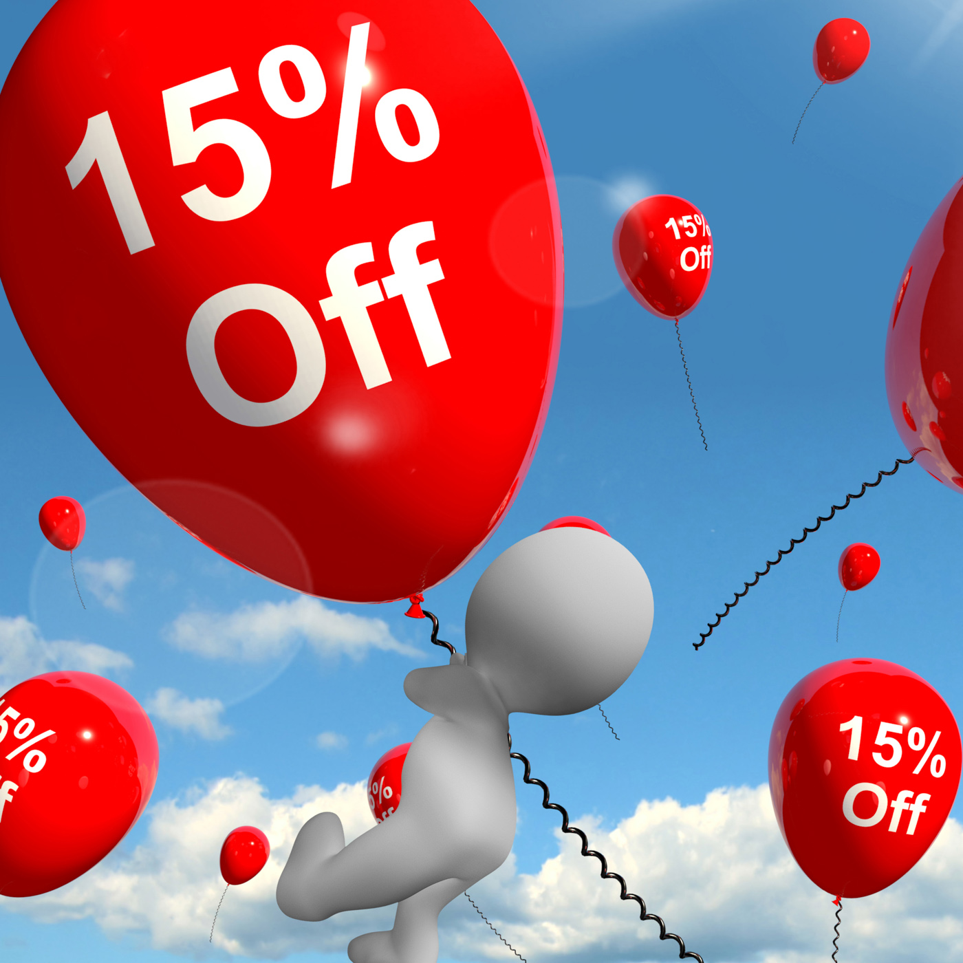 Balloon With 15 Off Showing Discount Of Fifteen Percent, 15, Percent, Savings, Sale, HQ Photo