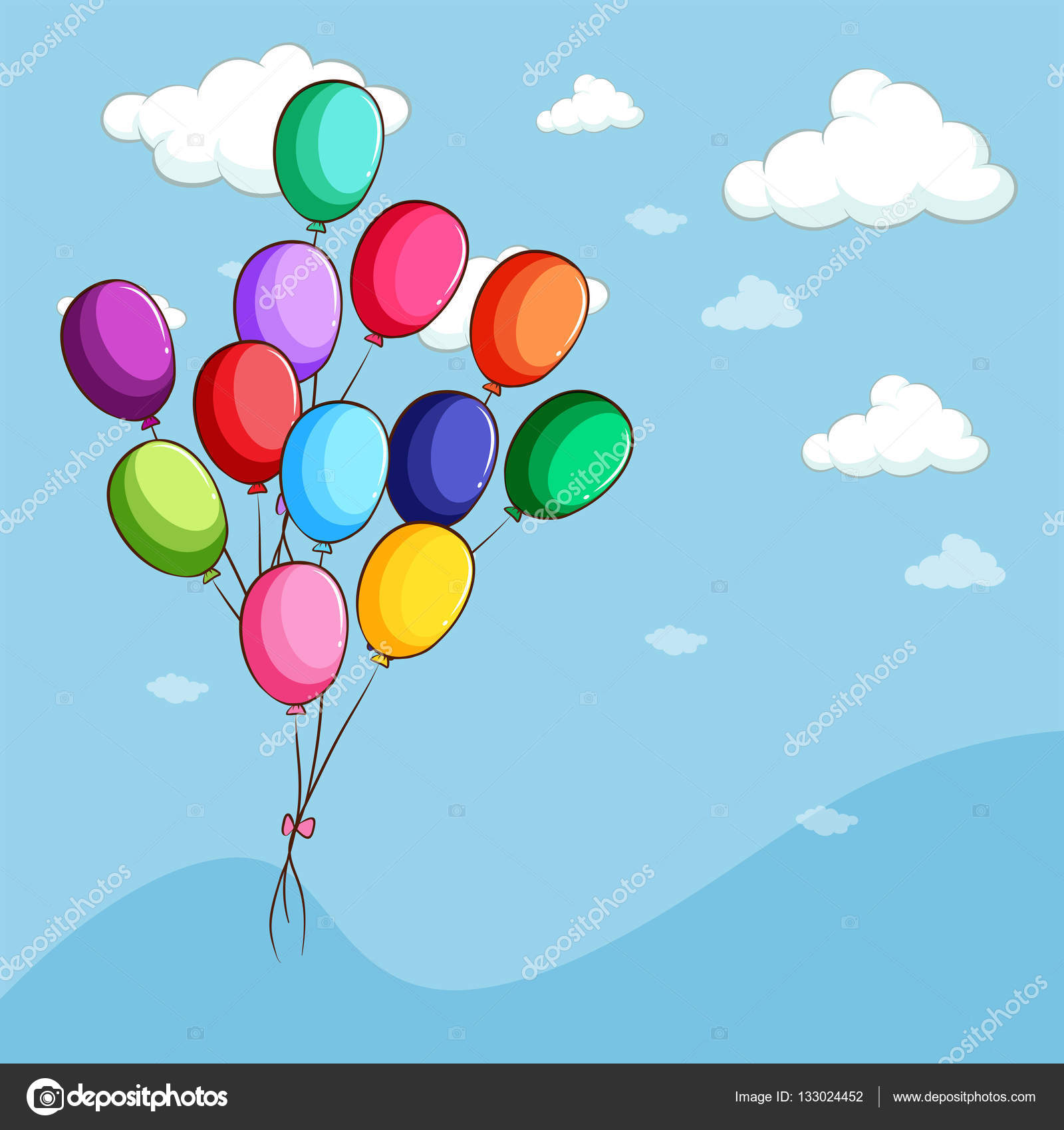 Colorful balloons floating in the sky — Stock Vector © blueringmedia ...