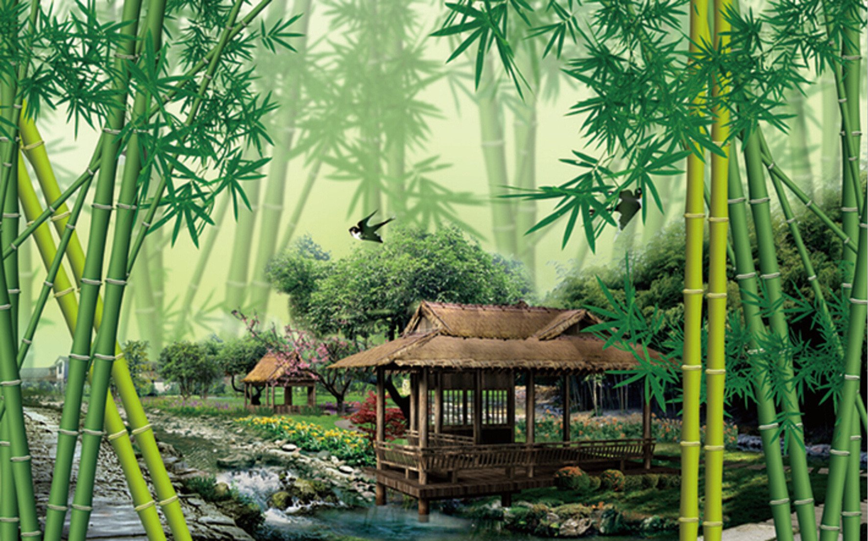 3D Bamboo Forest 109 | AJ Wallpaper