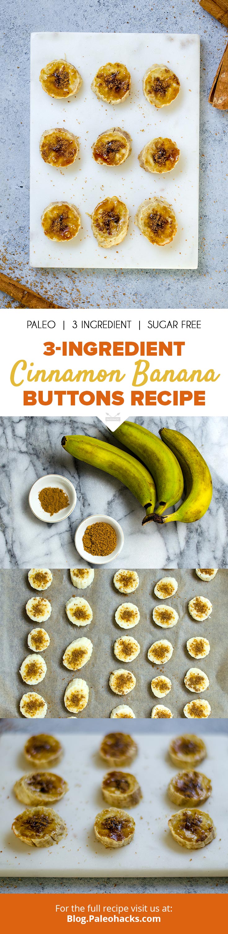 3-Ingredient Cinnamon Banana Buttons Recipe | Paleo, Sugar Free