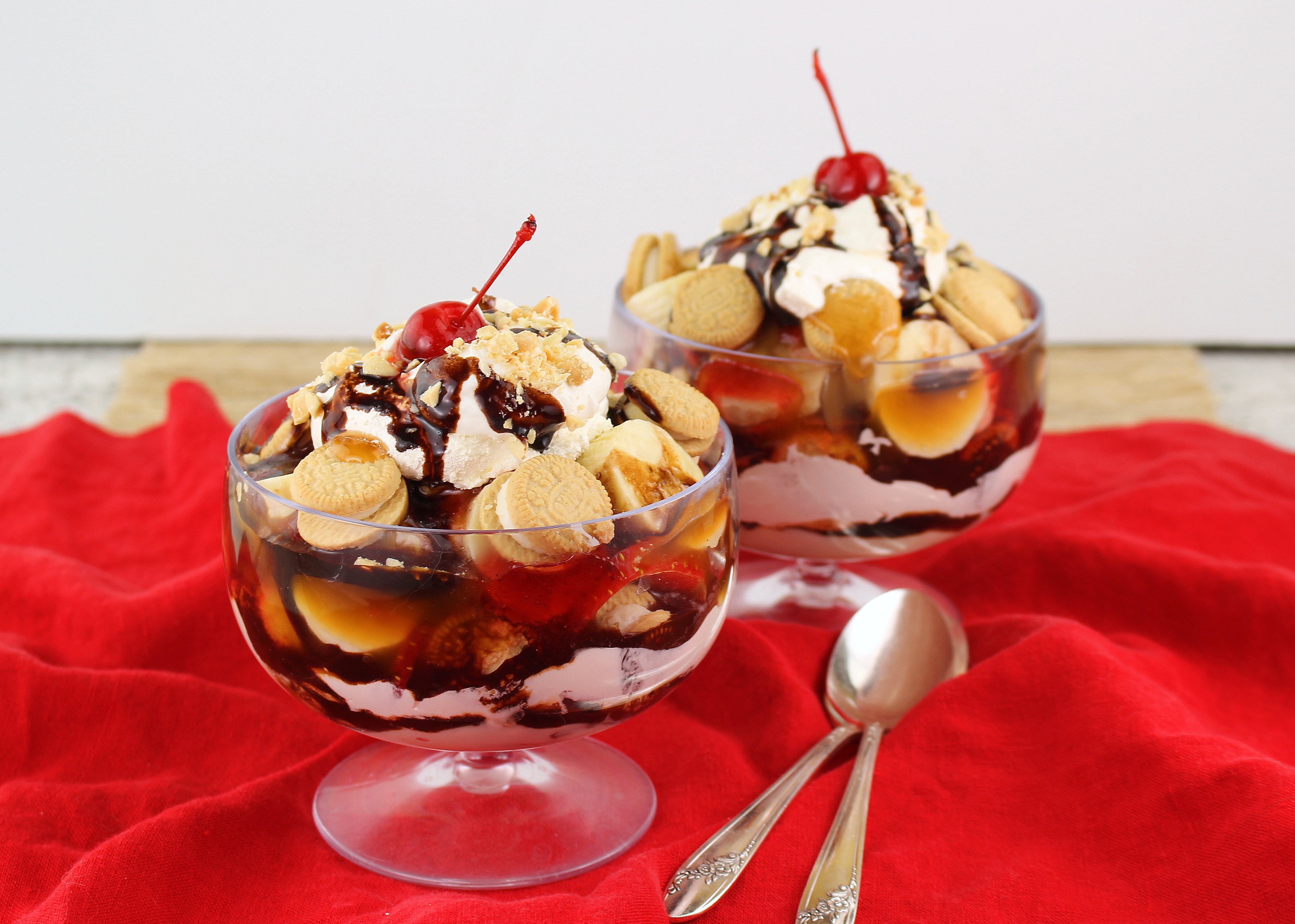 Banana Split Cookie Trifle #RecipesforTwo -