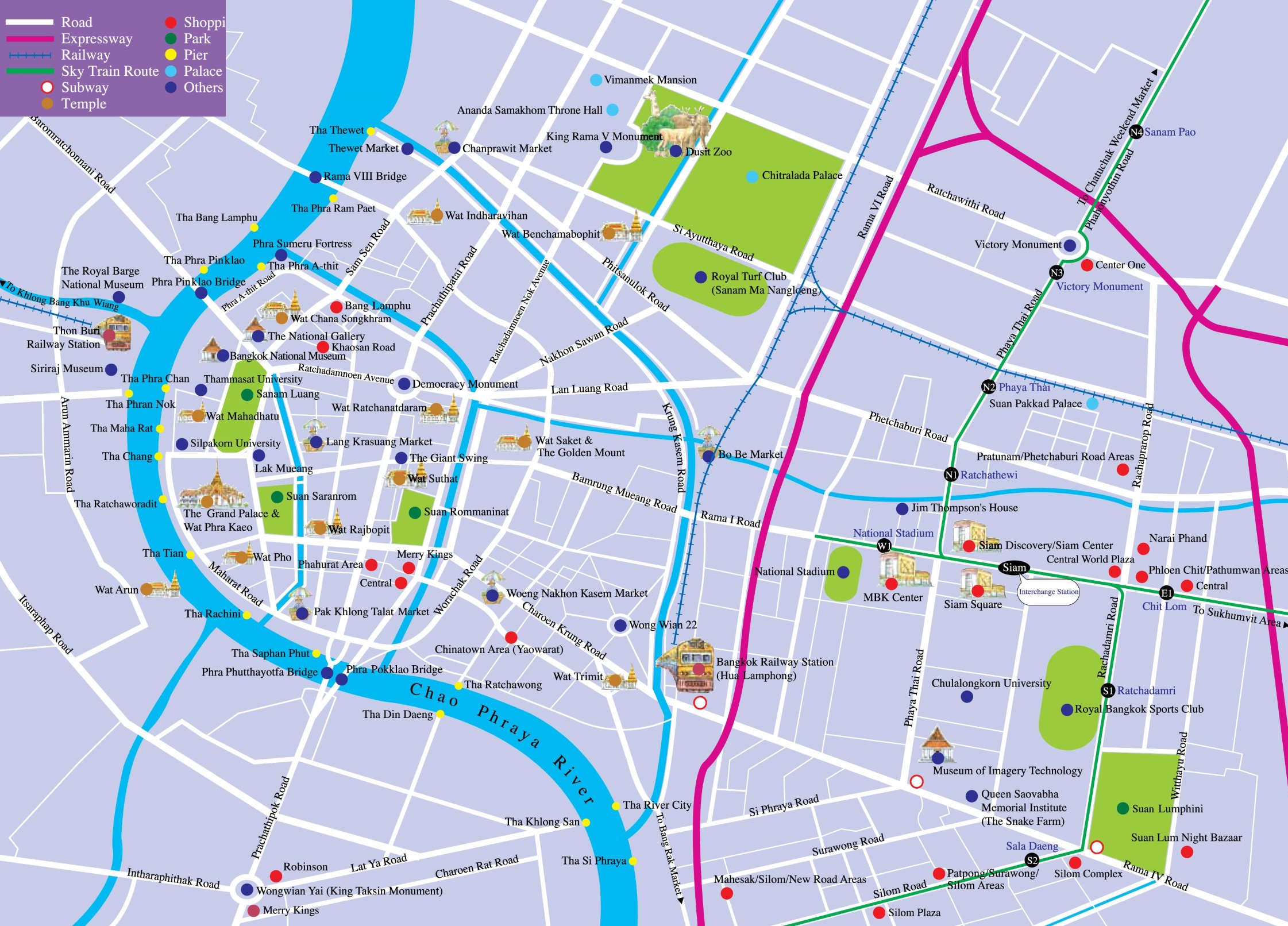 Bangkok tourist attractions map ﻿