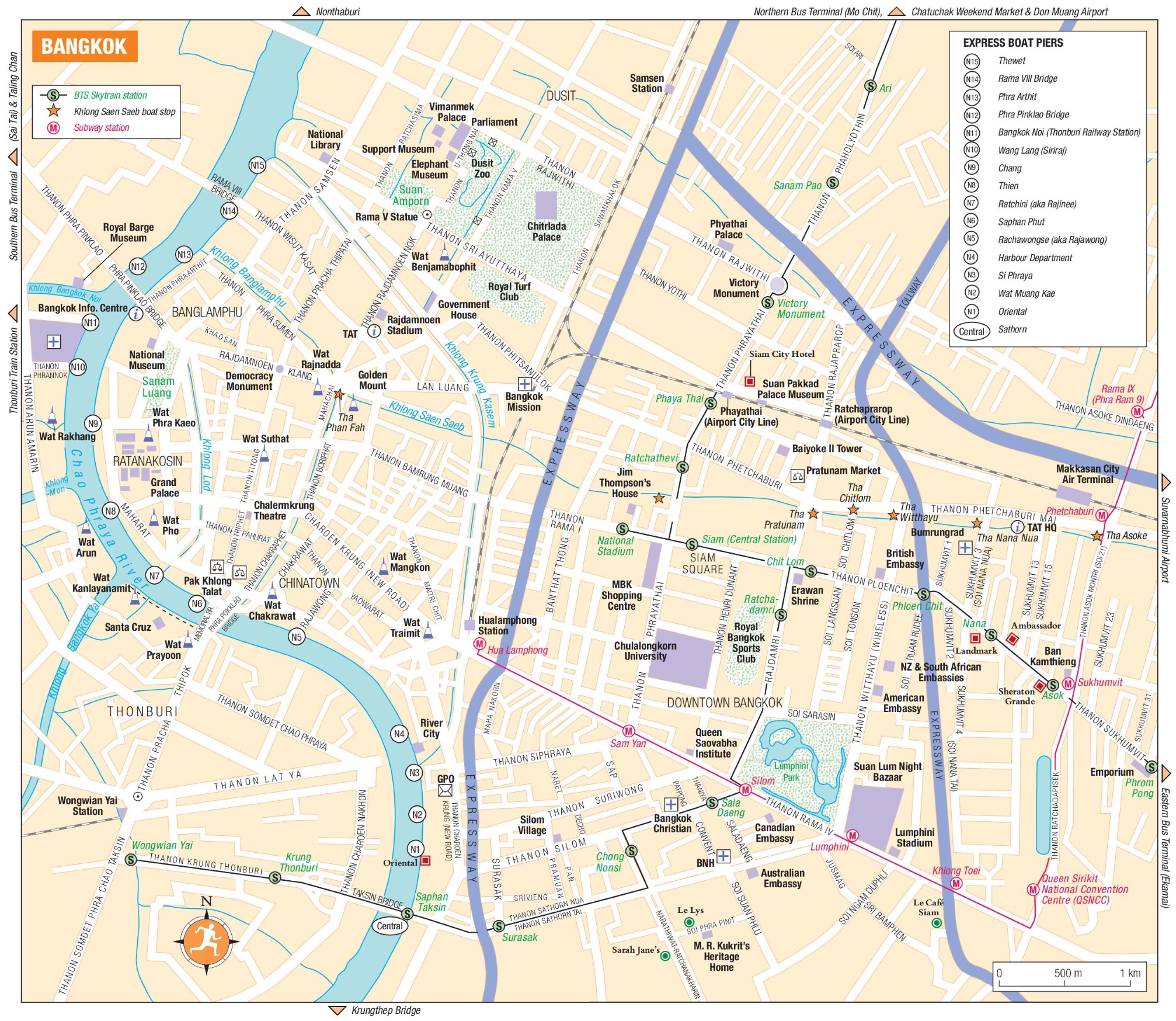 Bangkok tourist map ﻿