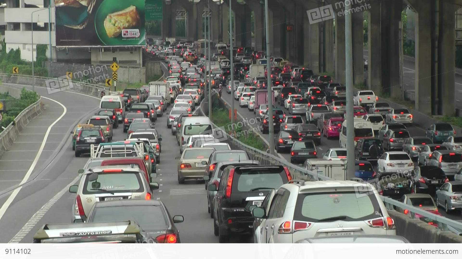 Thailand Bangkok 002 Traffic Jam On The Bongkok Highways Stock video ...