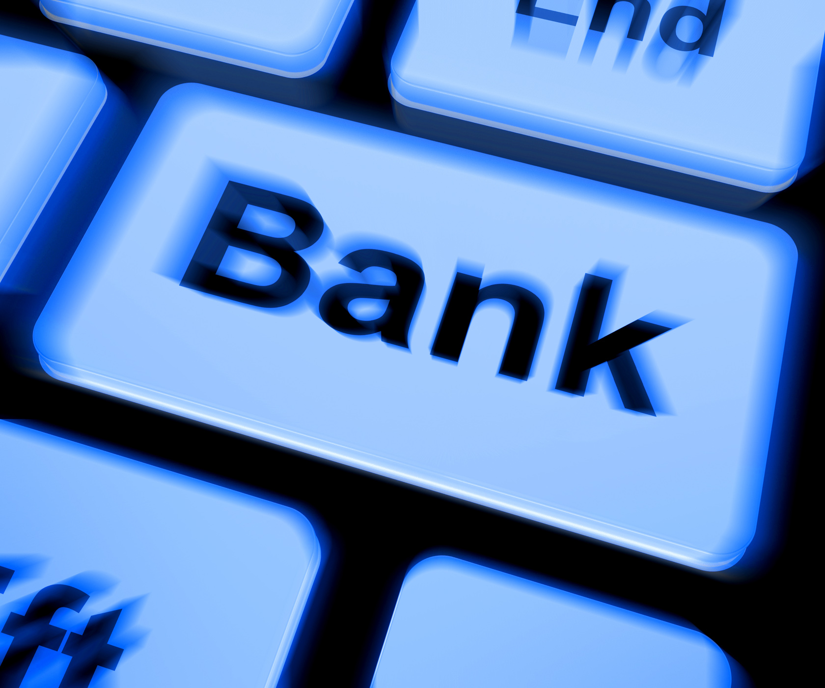 Bank keyboard shows online or internet banking photo
