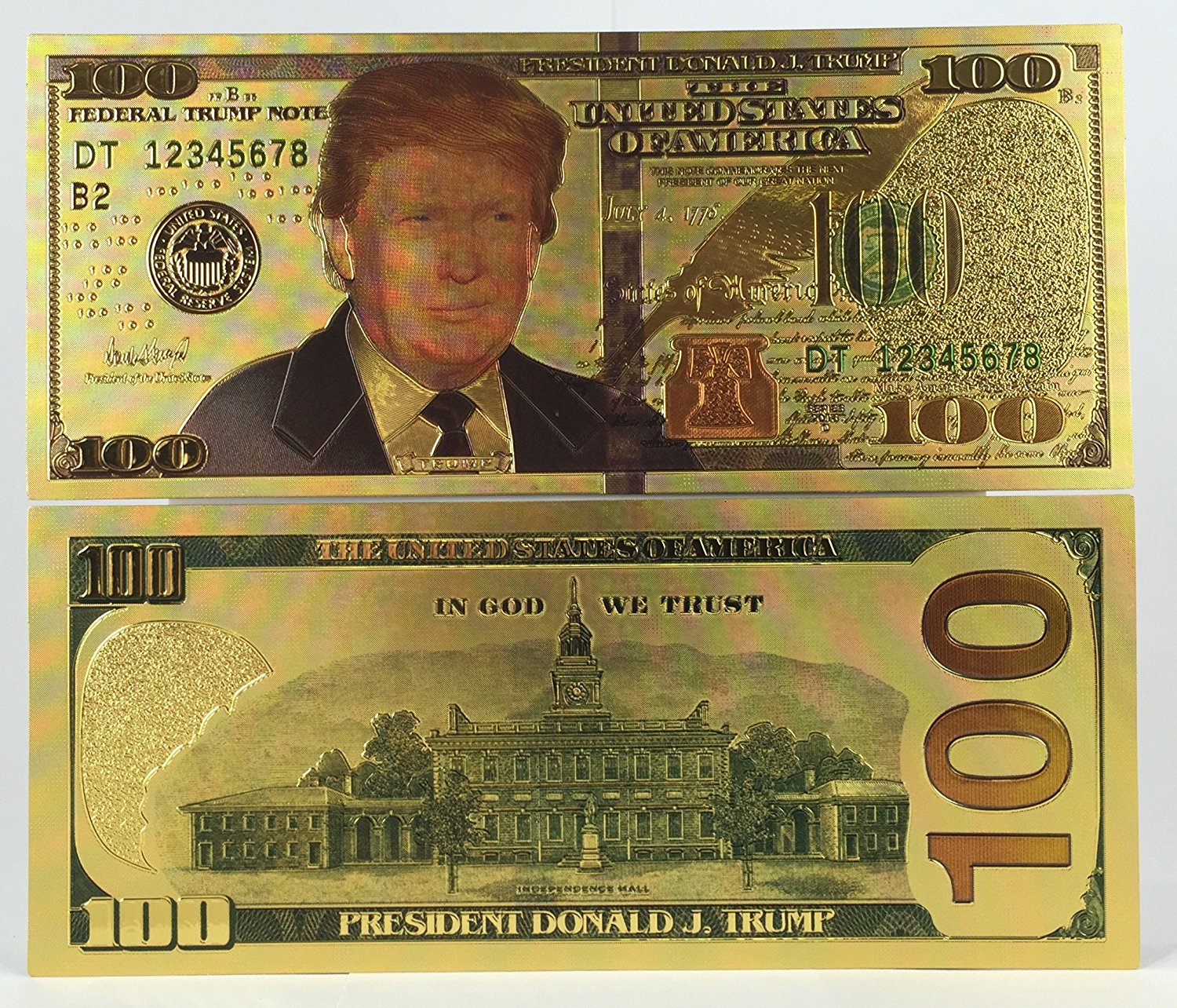 Amazon.com: Authentic $100 President Donald Trump Authentic 24kt ...