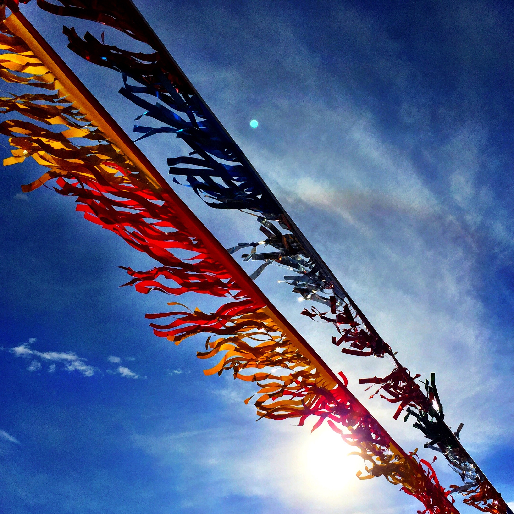 Banners under blue sky photo