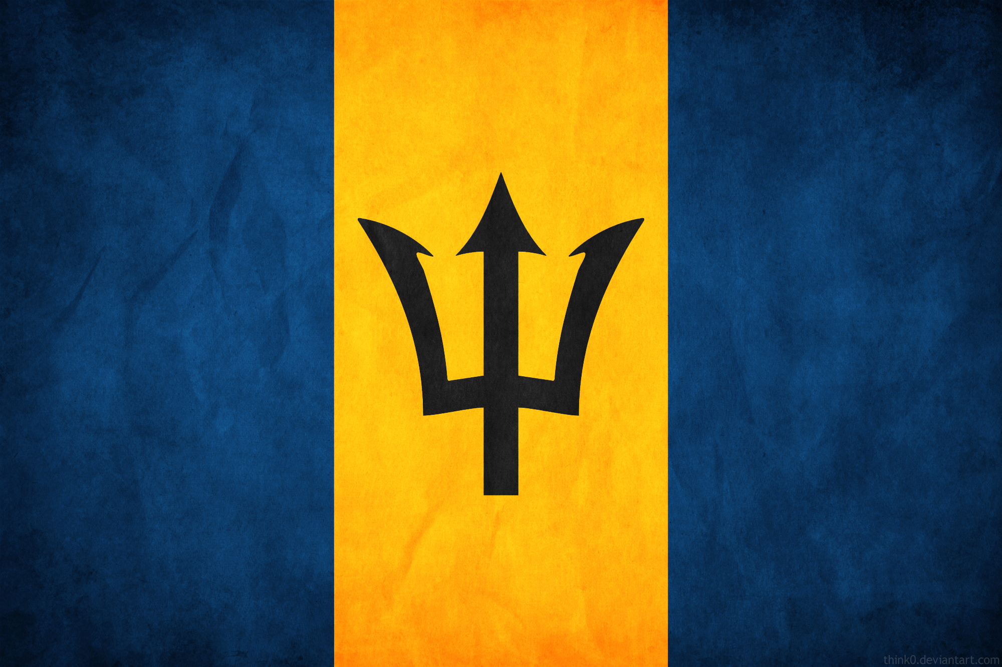 Flag Of Barbados - The Symbol Of Blue Sea And Golden Sand