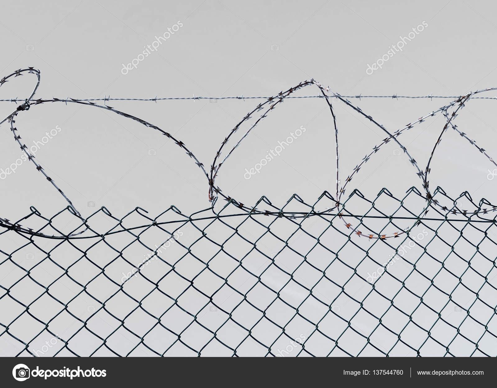 detail of a barbed wire security fence — Stock Photo © annavee ...