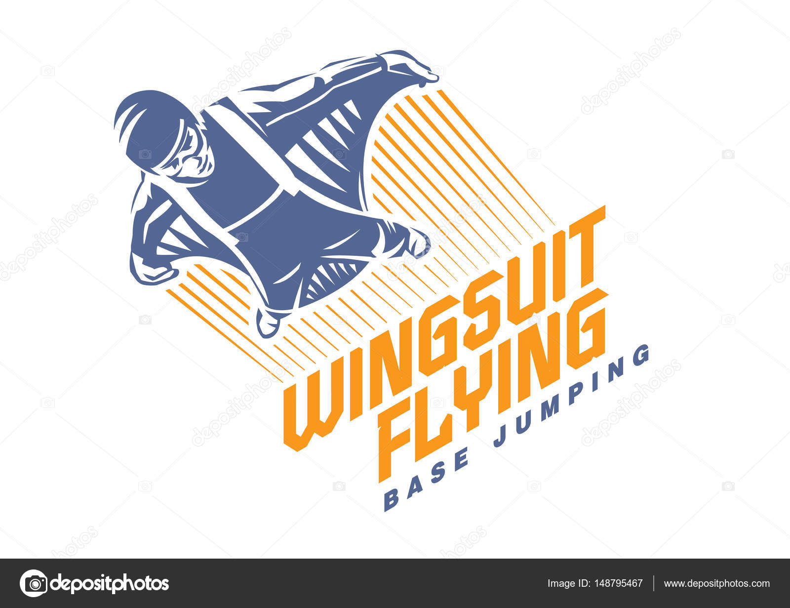 Wingsuit flying. Sport emblem — Stock Vector © archetype #148795467