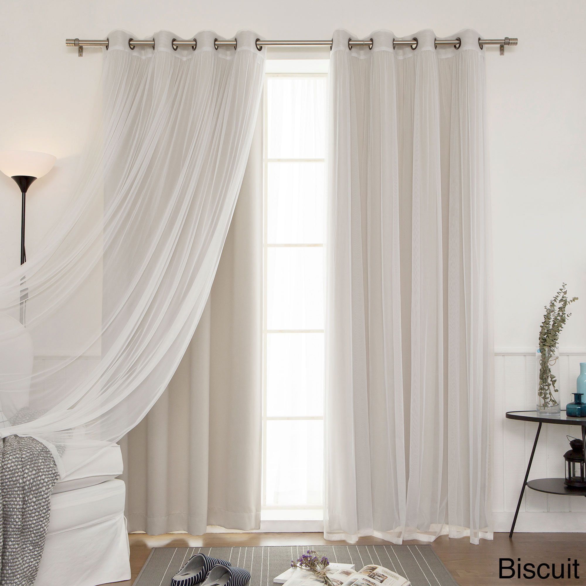 Aurora Home MIX & Match Curtains Blackout and Tulle Lace Sheer 84 ...
