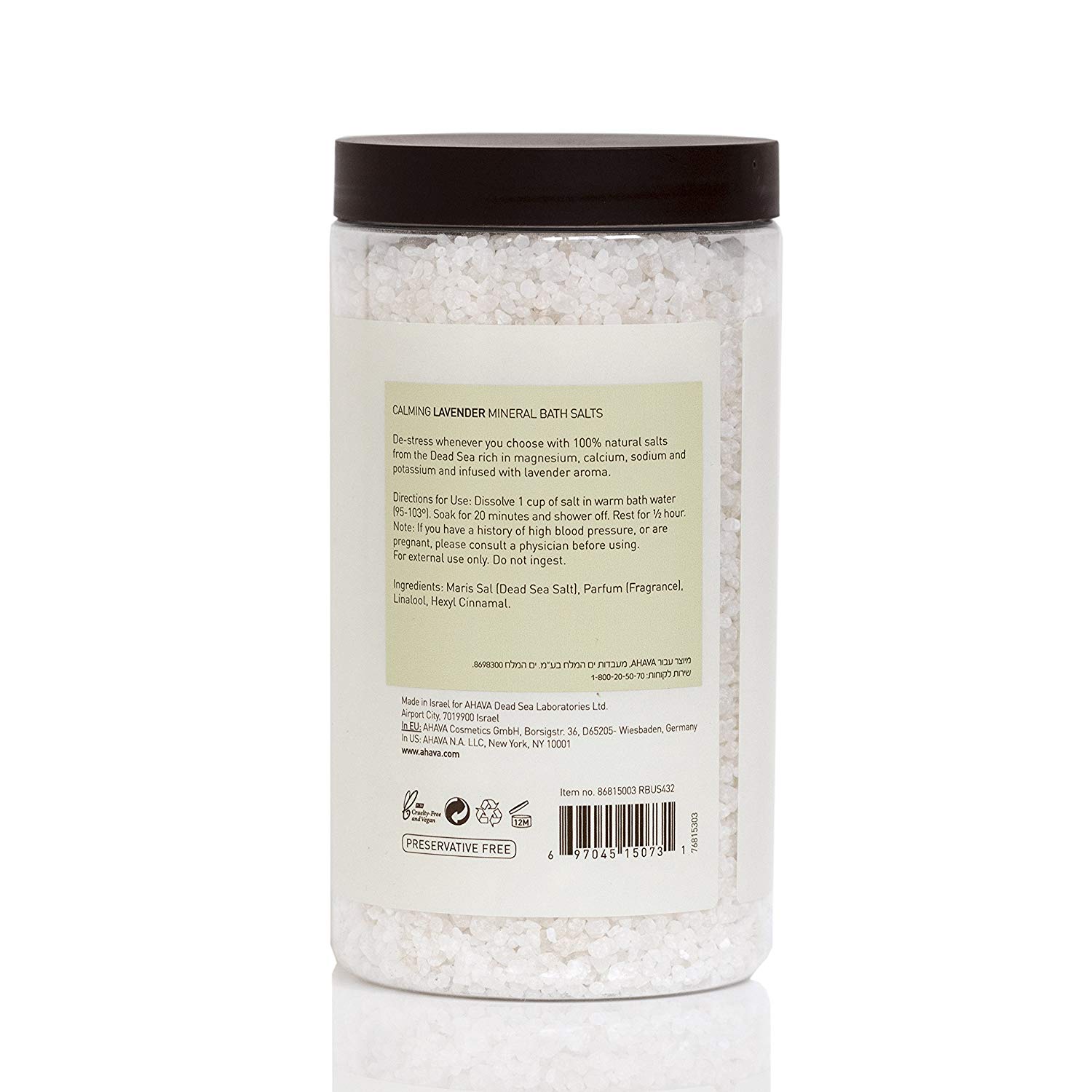 Amazon.com: AHAVA 100% Pure Dead Sea Mineral Bath Salt: Ahava ...