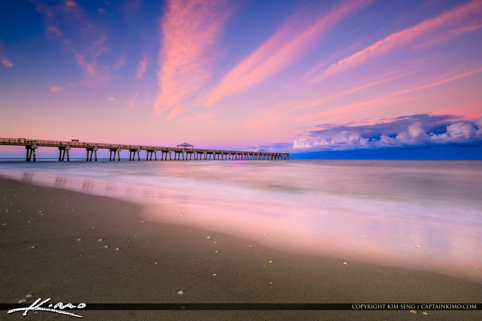 Juno Beach Pier During Sunset Pink Clouds