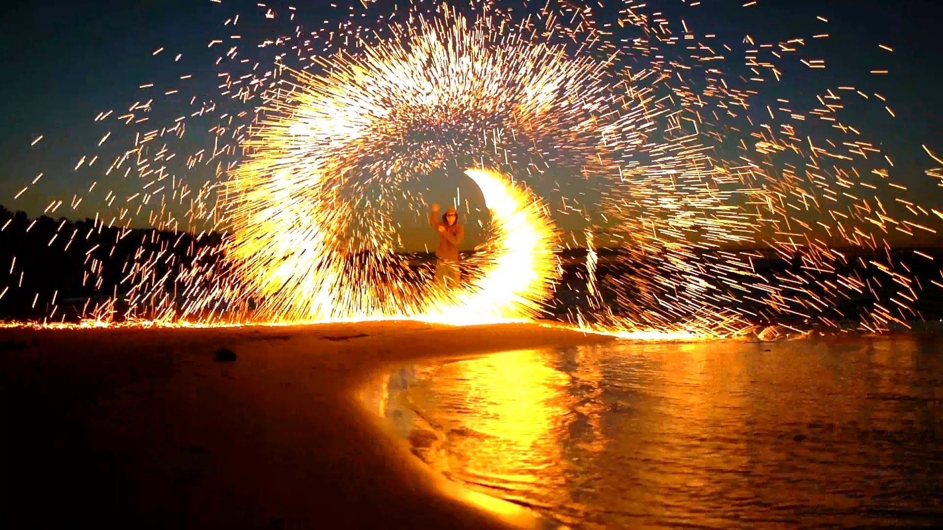 Steel Wool Fireworks on the Beach - YouTube