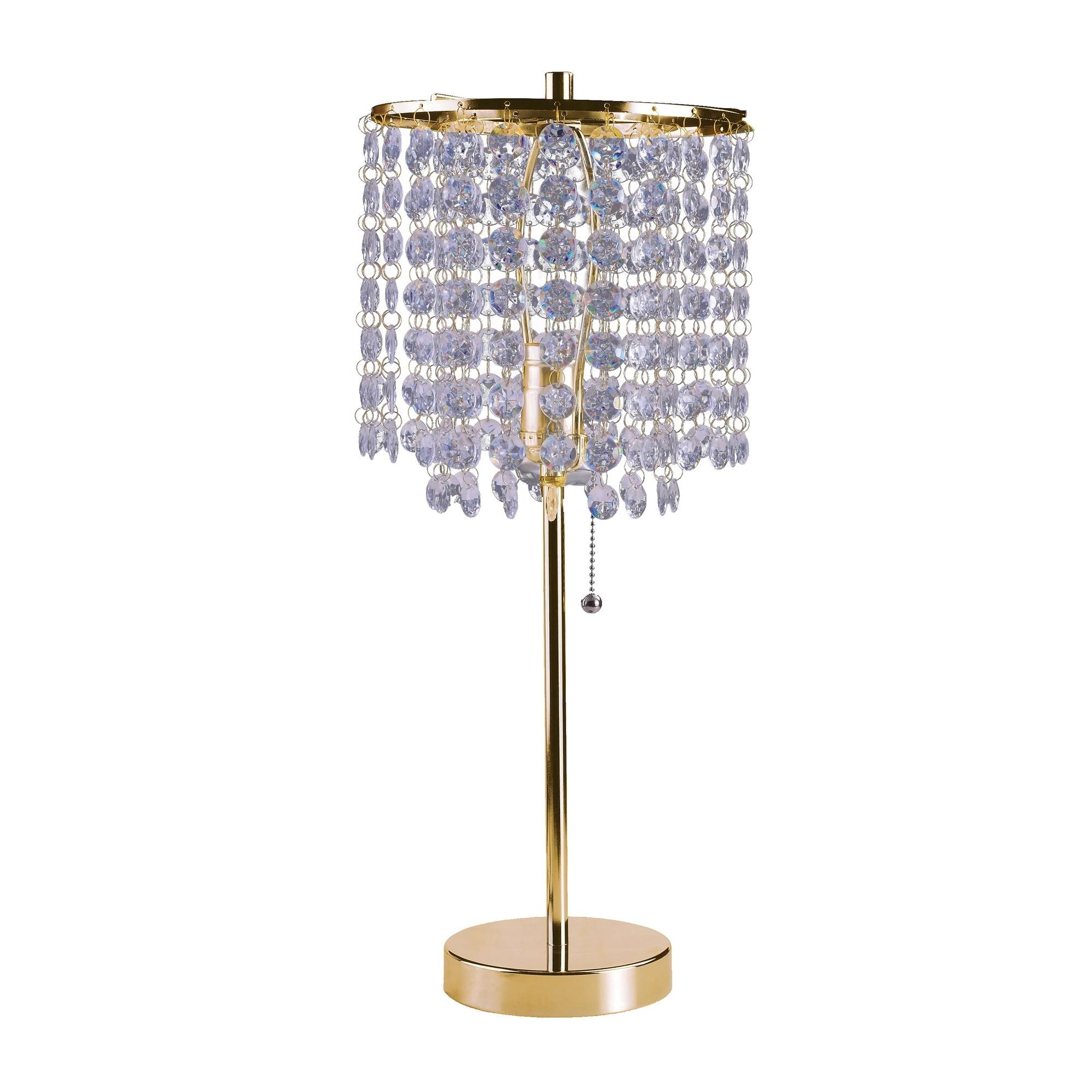 Ore International Deco Glam Stylish Gold Crystal Beaded Table Lamp ...