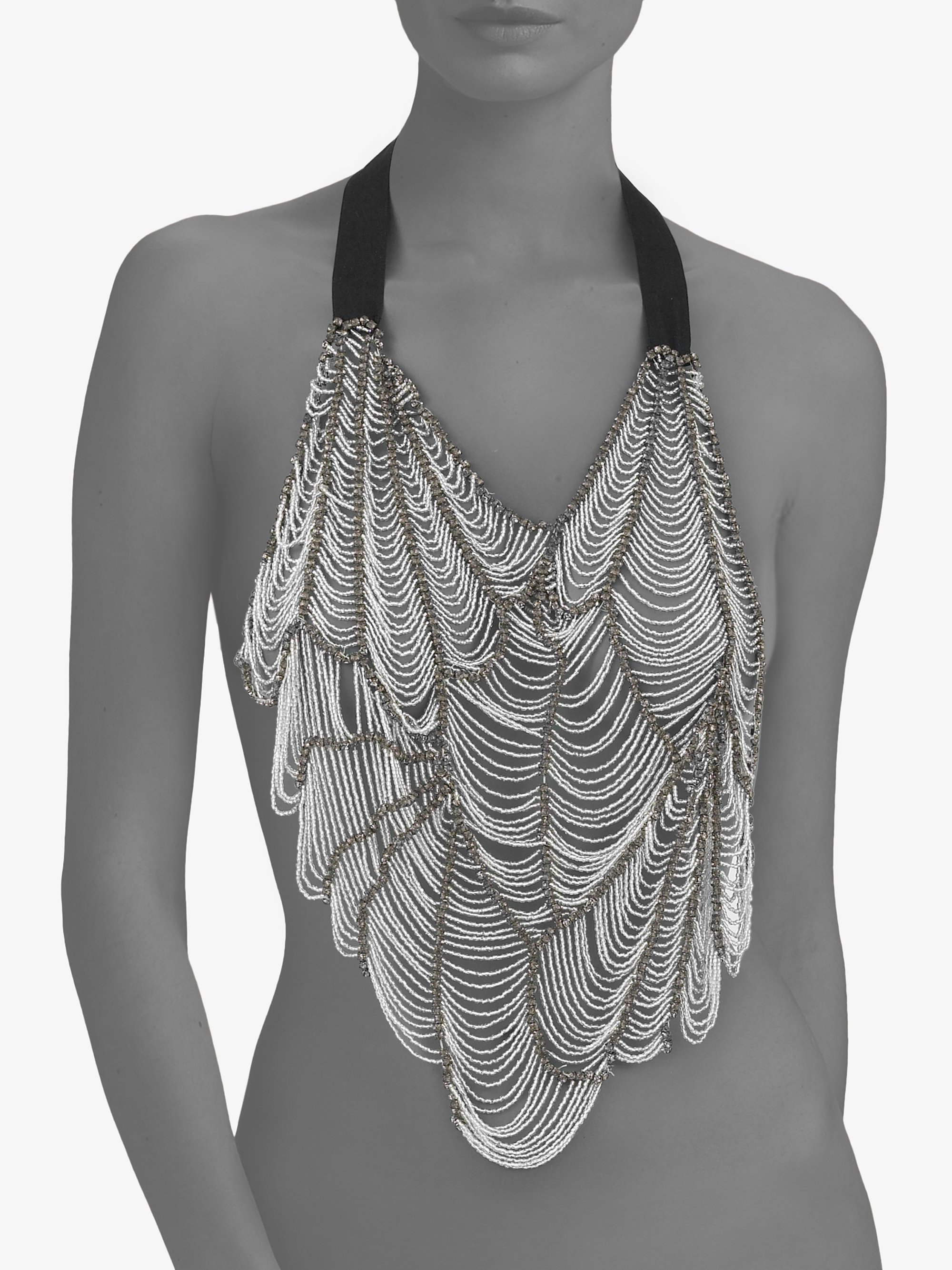 Lyst - Vera Wang Beaded Web Bib Necklace in Gray