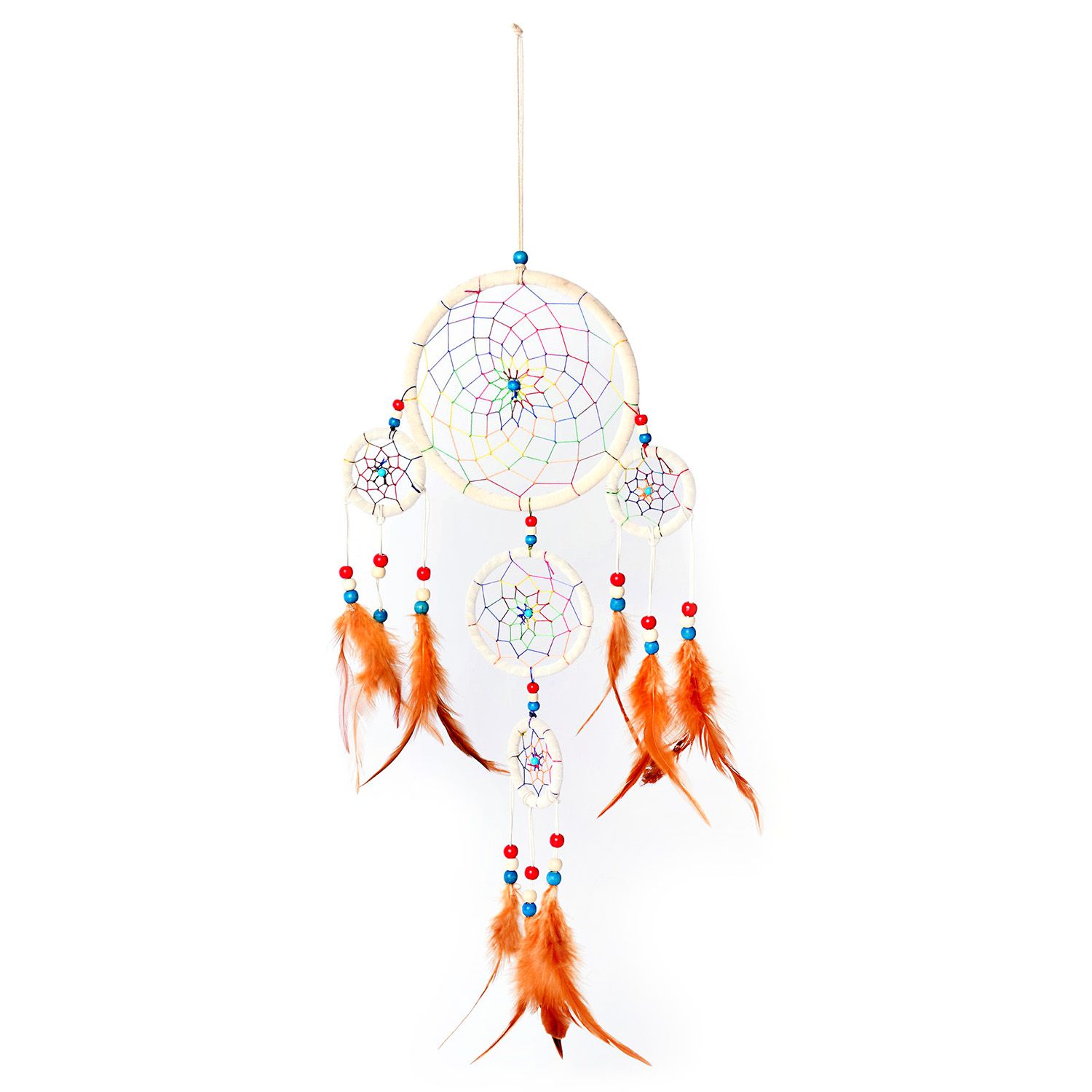 Small Ginger Color Dream Catcher with Multi Color Beaded Web and ...