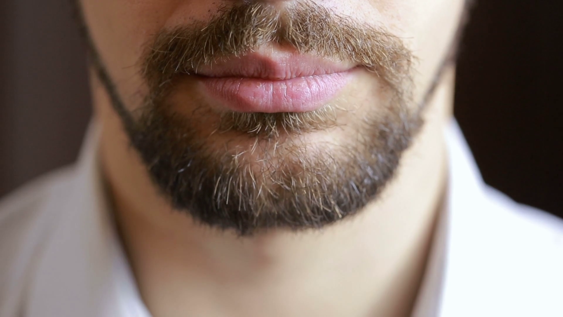 The man's smile. A man with a beard smiling. Close-up. sexy lips ...