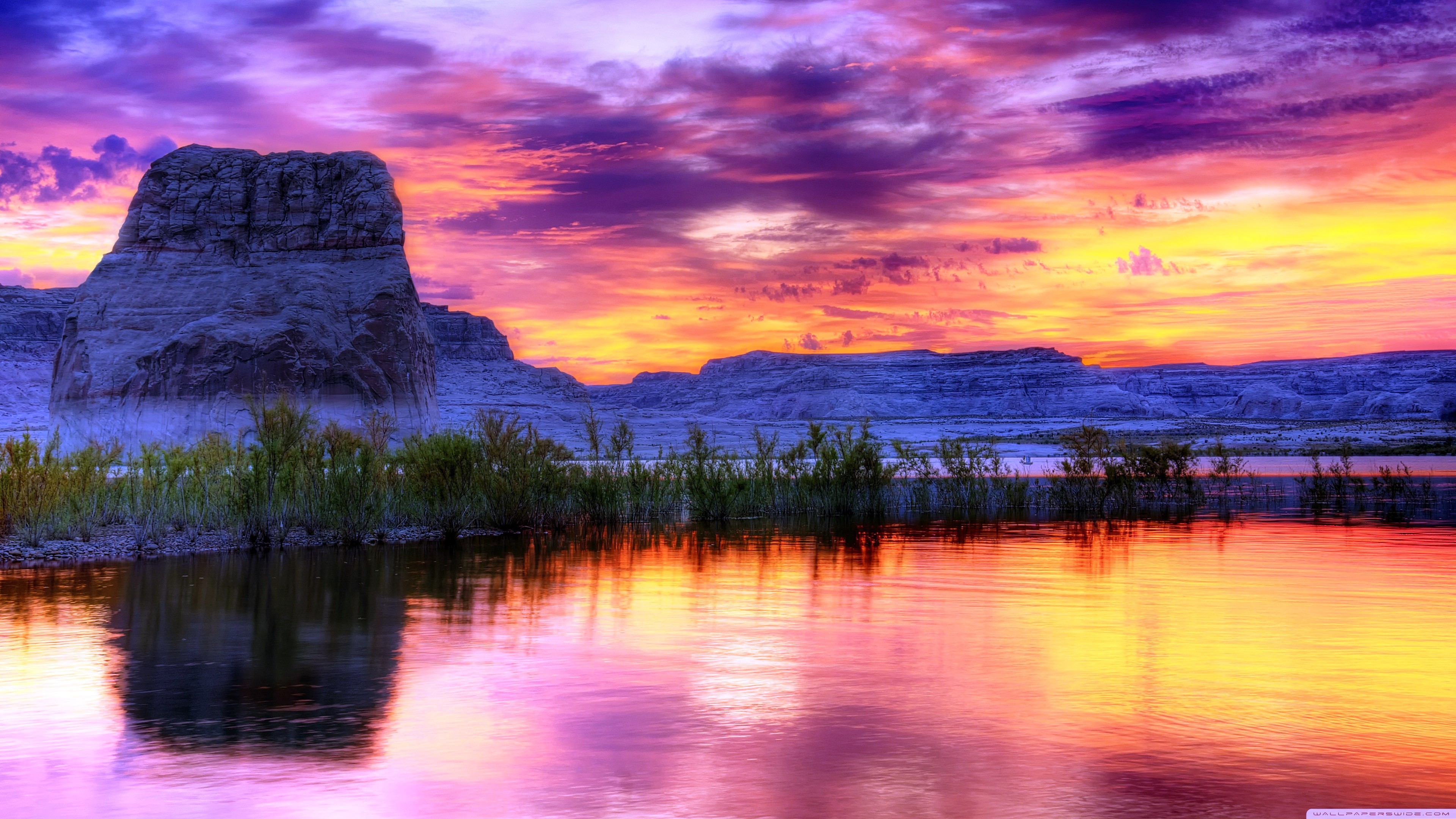 Lakes: Beautiful Arizona Lake Forces Nature Sunset Big Rocks Clouds ...