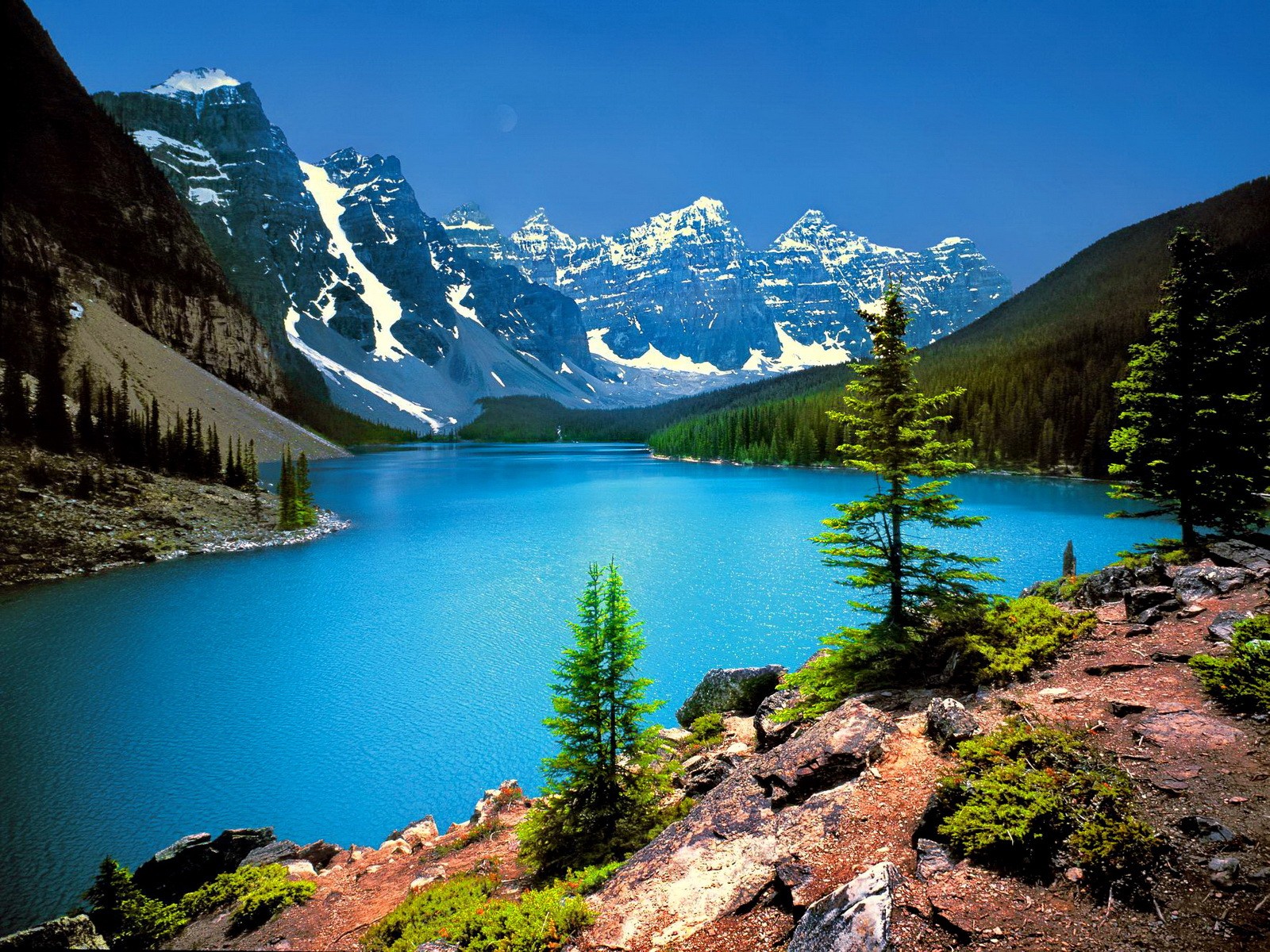 Lakes: Canadian Nature Blue Lake Sky Peak Nice Trees Beautiful ...
