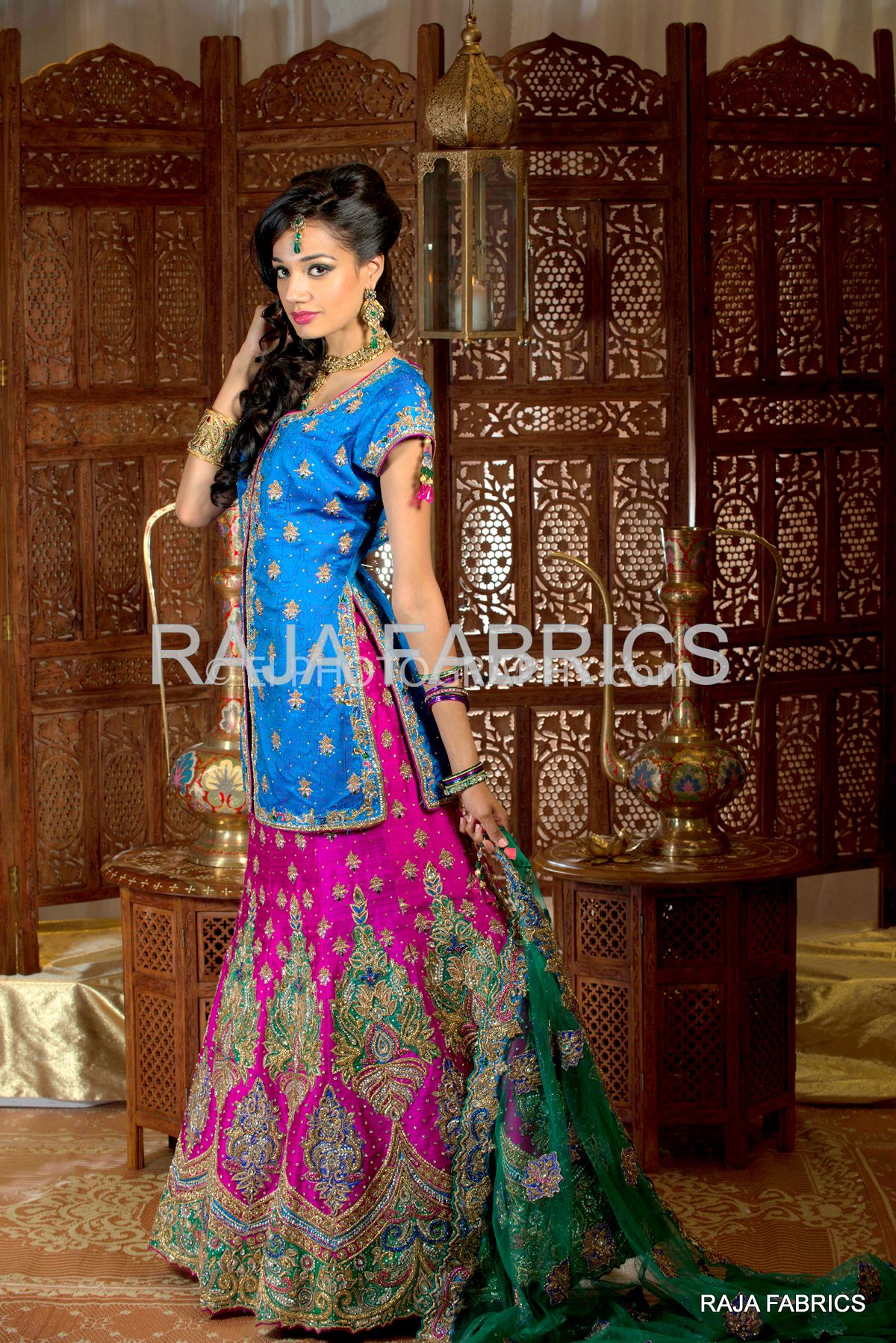 Raja Fabrics, Beautiful contrast lehnga!! One of many outfits at ...