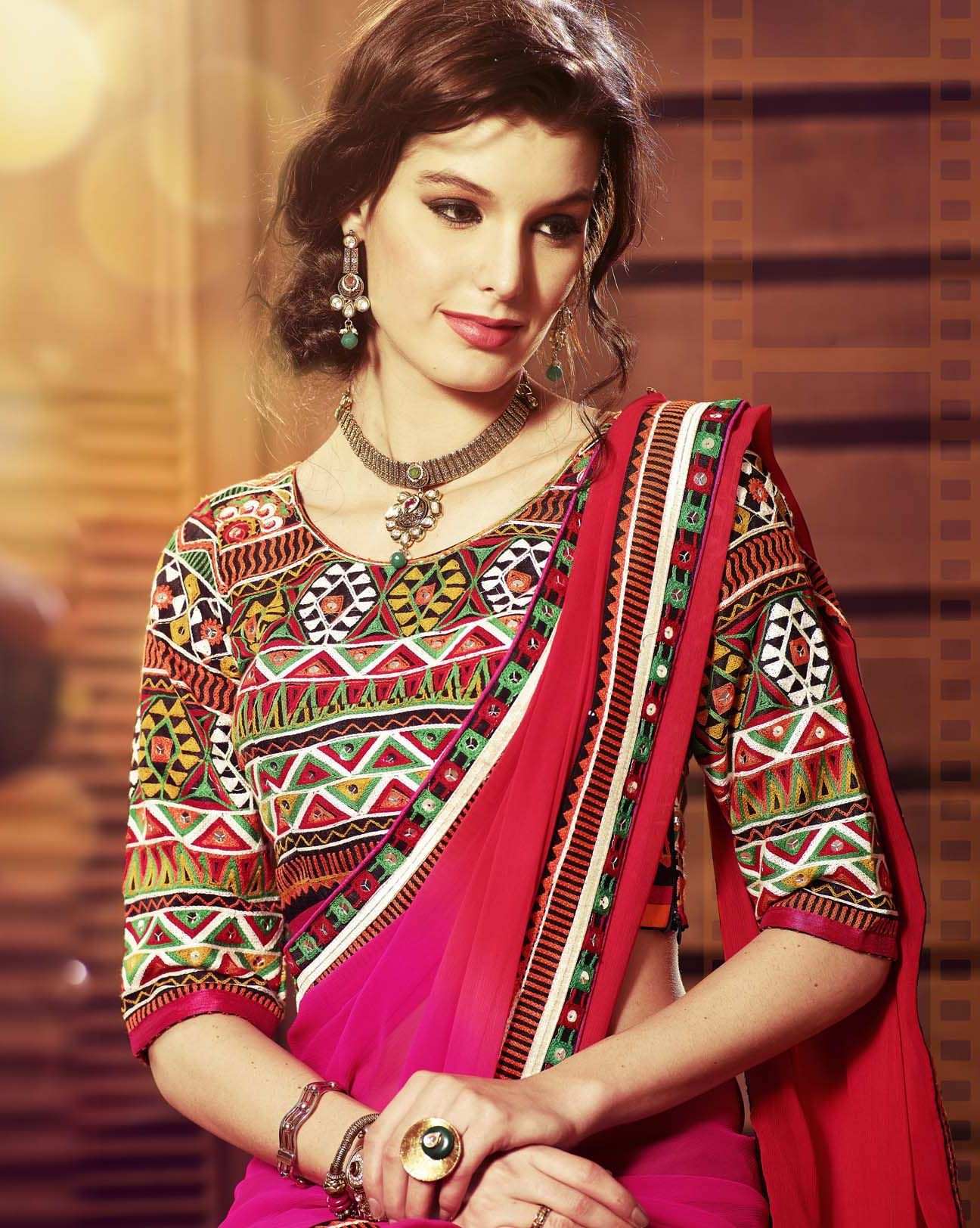 Designer Chiffon #Saree with embroidered blouse...a beautiful ...