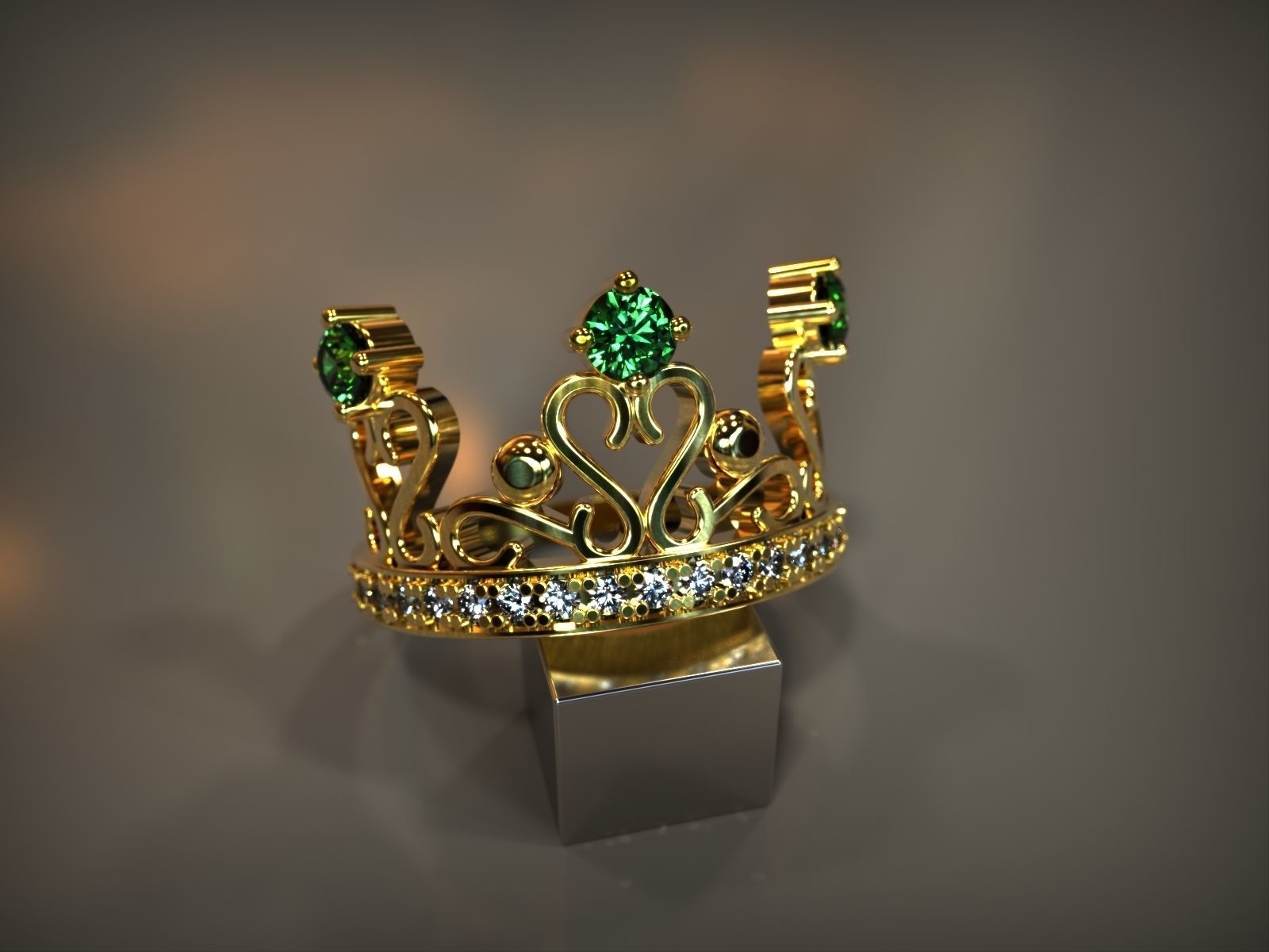 Crown ring 3d print model tiara ring vintage jewelry stl