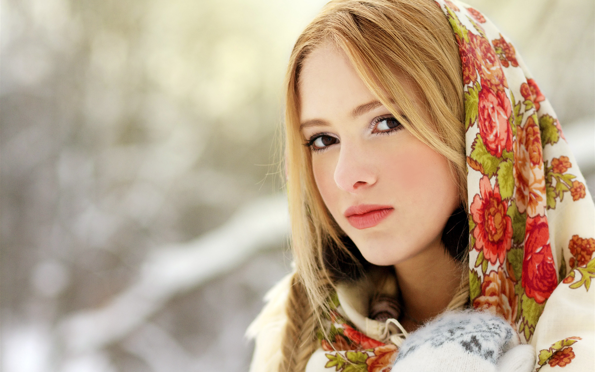 Beautiful Girl with Floral Scarf wallpaper | girls | Wallpaper Better