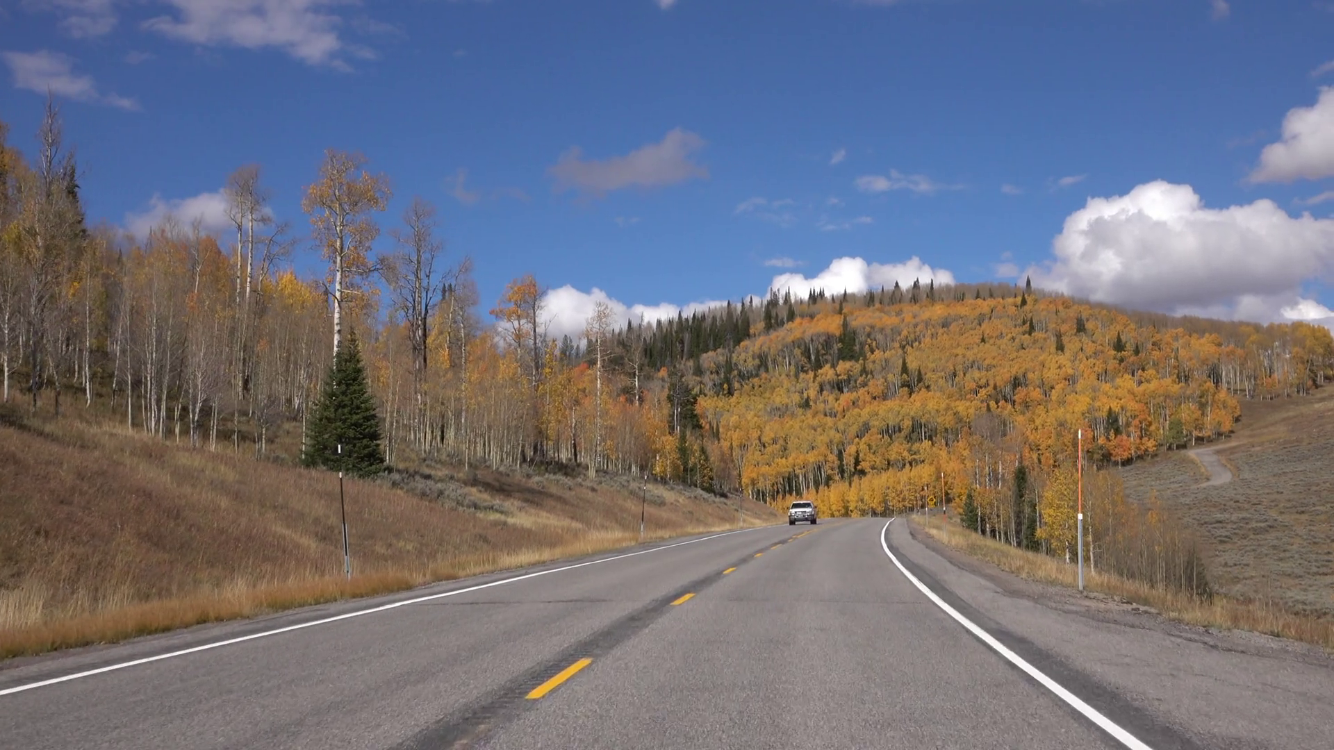 Drive autumn fall tree colorful mountain highway POV 4K 005 ...