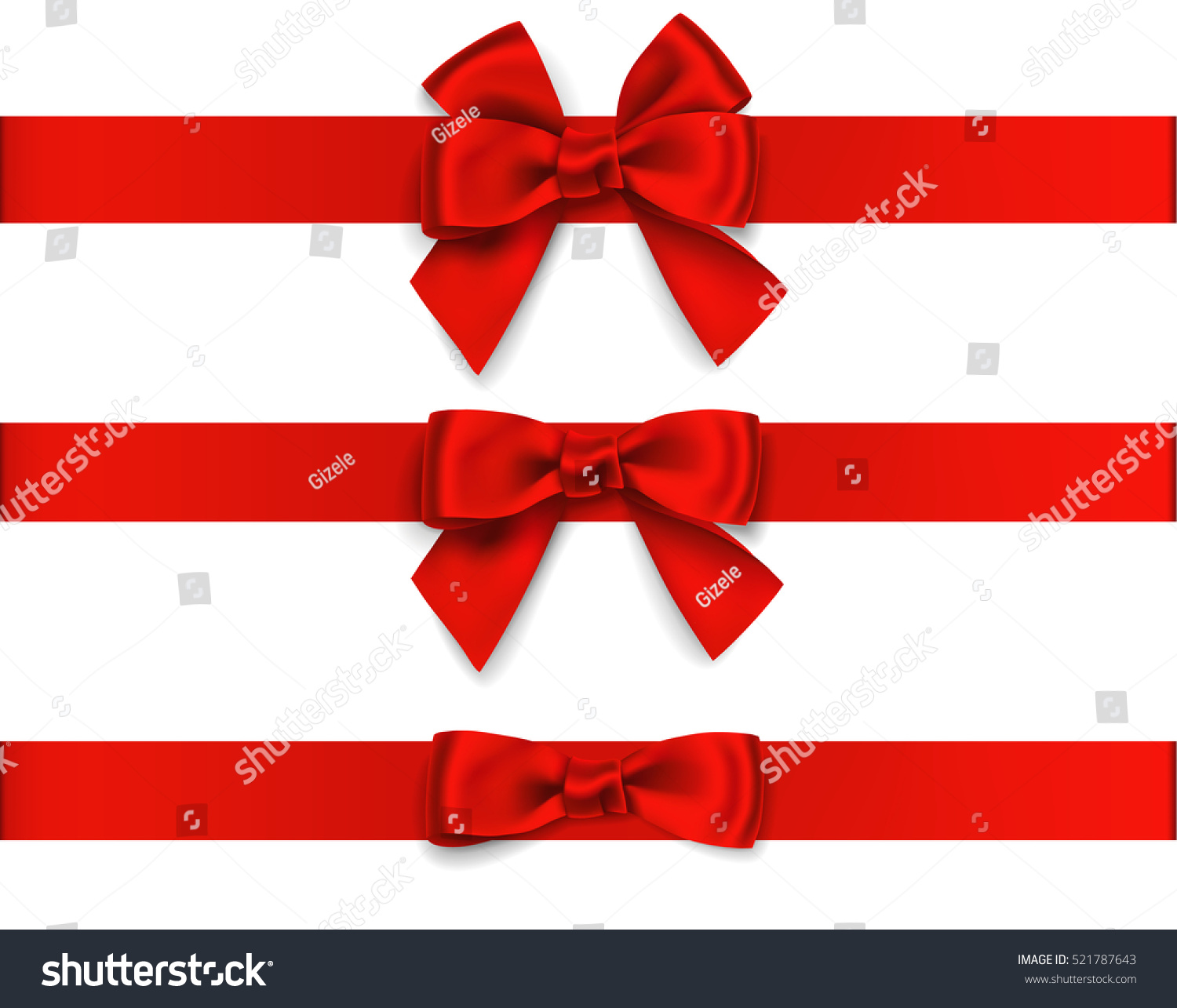 Decorative Red Bow Horizontal Red Ribbon เวกเตอร์สต็อก 521787643 ...