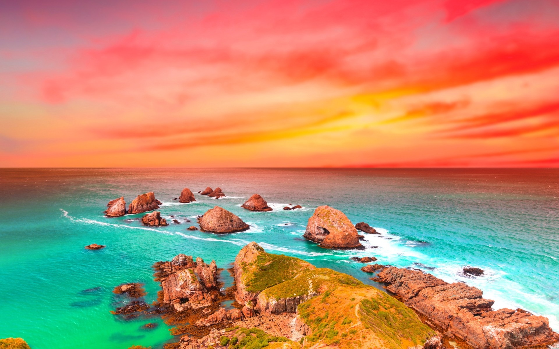 Sunsets: Beautiful Shore Colorful Sunset Sea Rocks Colors Ocean ...